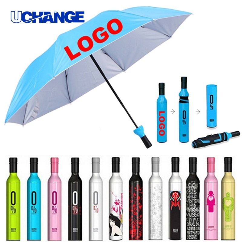 Wine Bottle Shaped All-Weather Umbrella for Travel