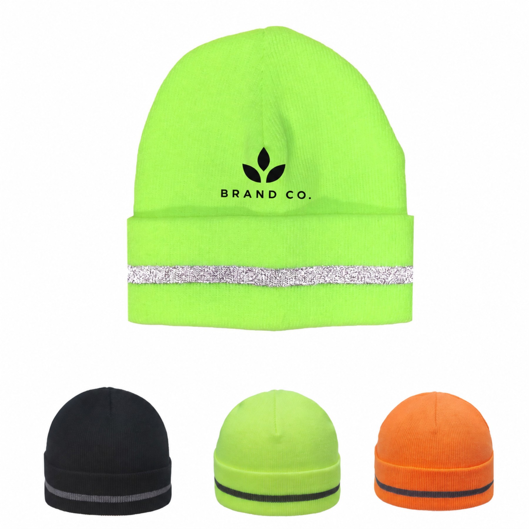 Knitted Beanie with Reflective Stripe