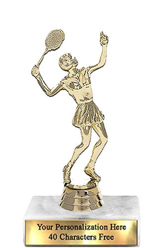 Trophy: 7", 2x3 white marble base, Tennis Female G