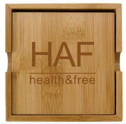 4-Piece Bamboo Coaster Set With Stand