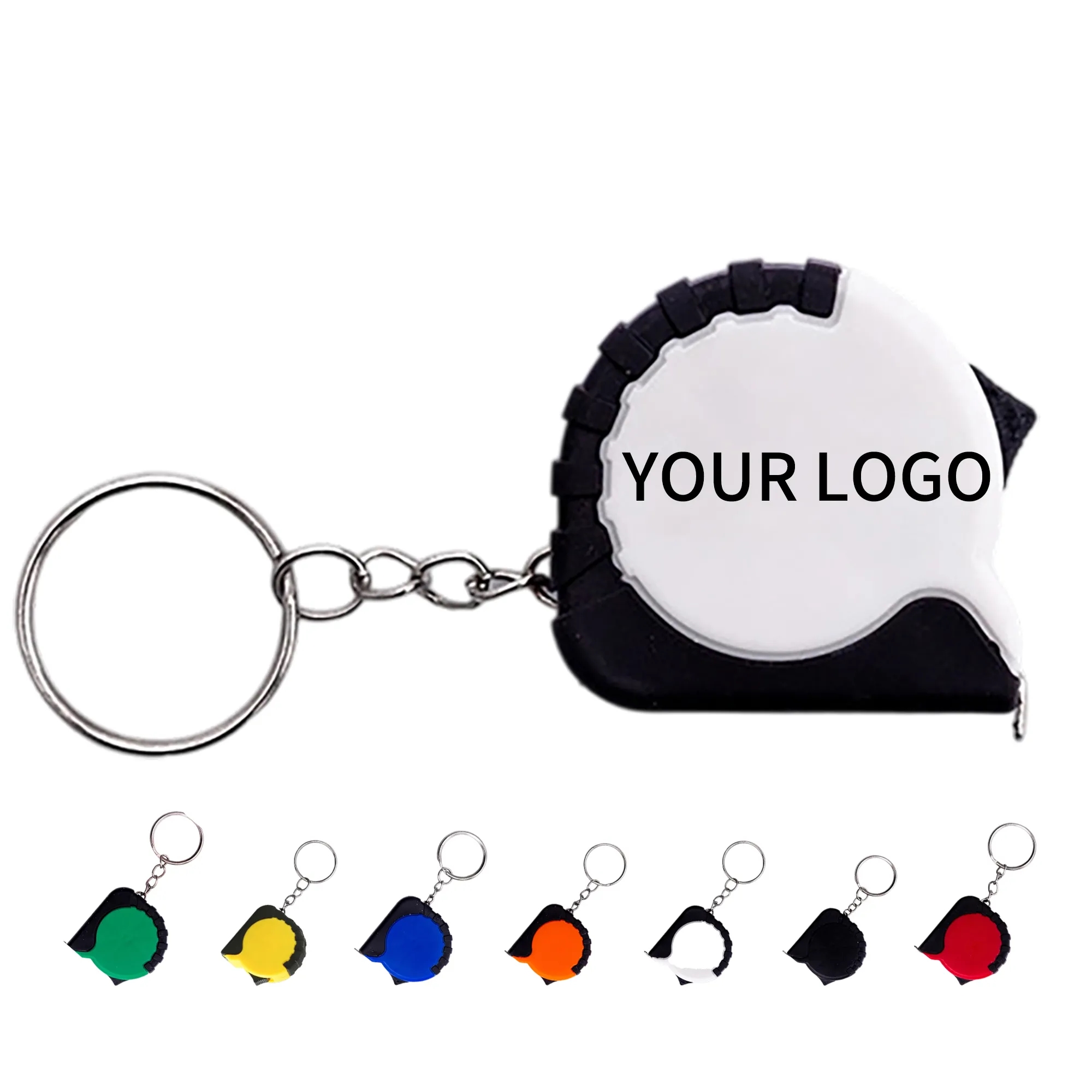 Self Locking Steel Ruler Keychain with Rubber Grip