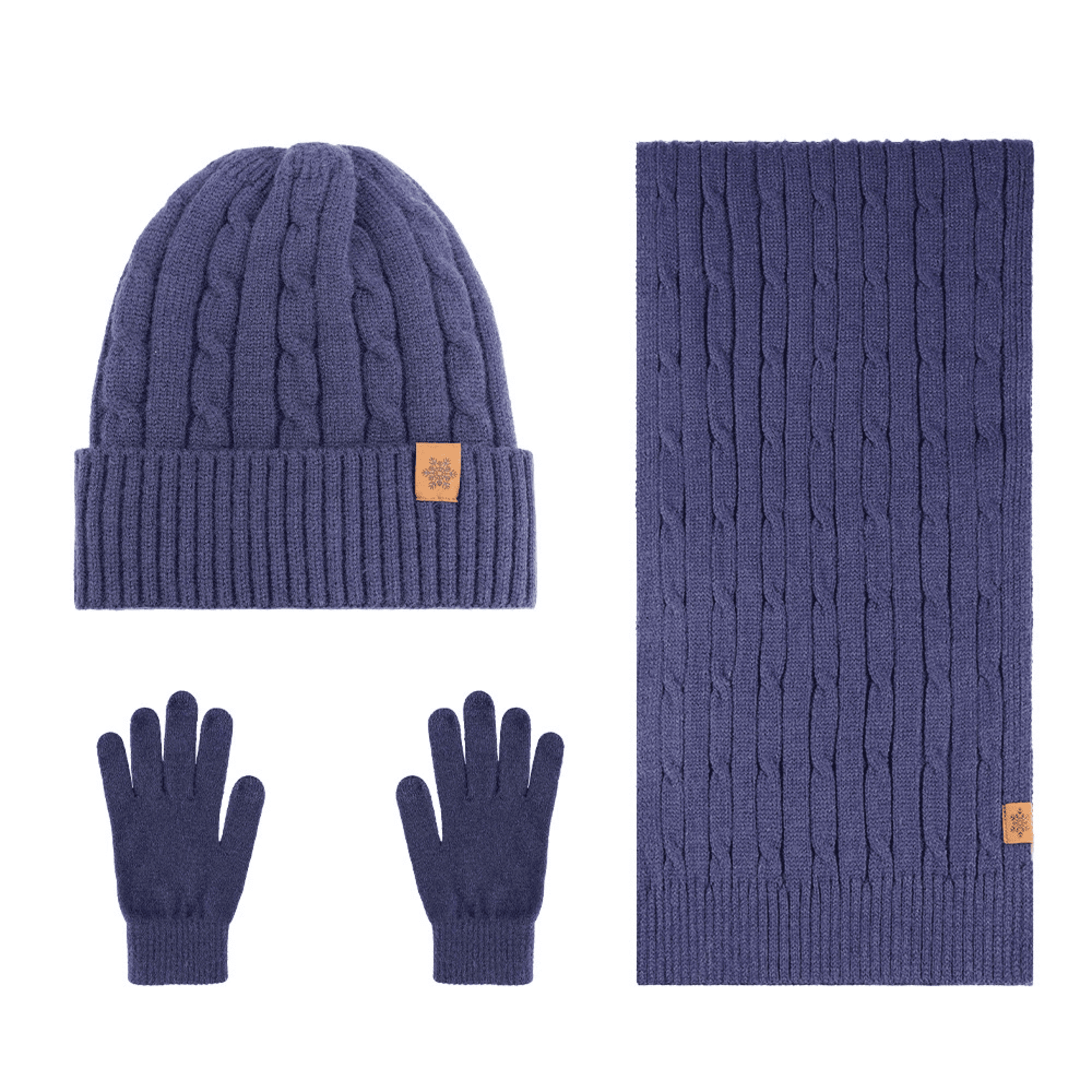 Winter Knitted Hat Scarf Touchscreen Glove Set 9