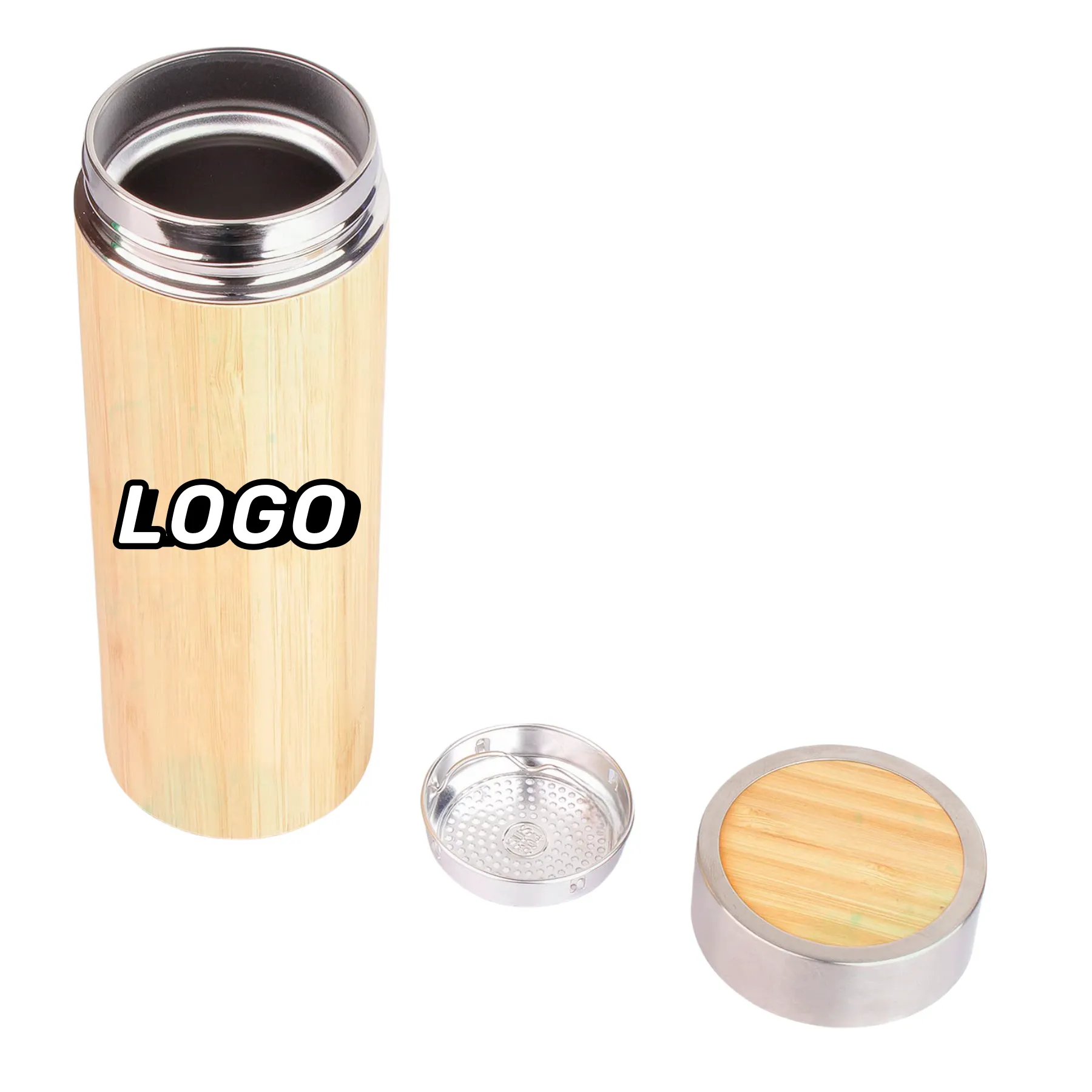 500ml Bamboo Insulate Bottle, custom water bottle with logo imprint 11