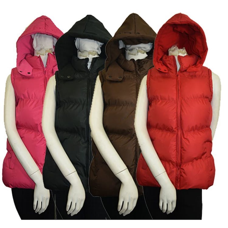 Women's Hooded Puffy Vests - Size S-XL Assorted Colors 3