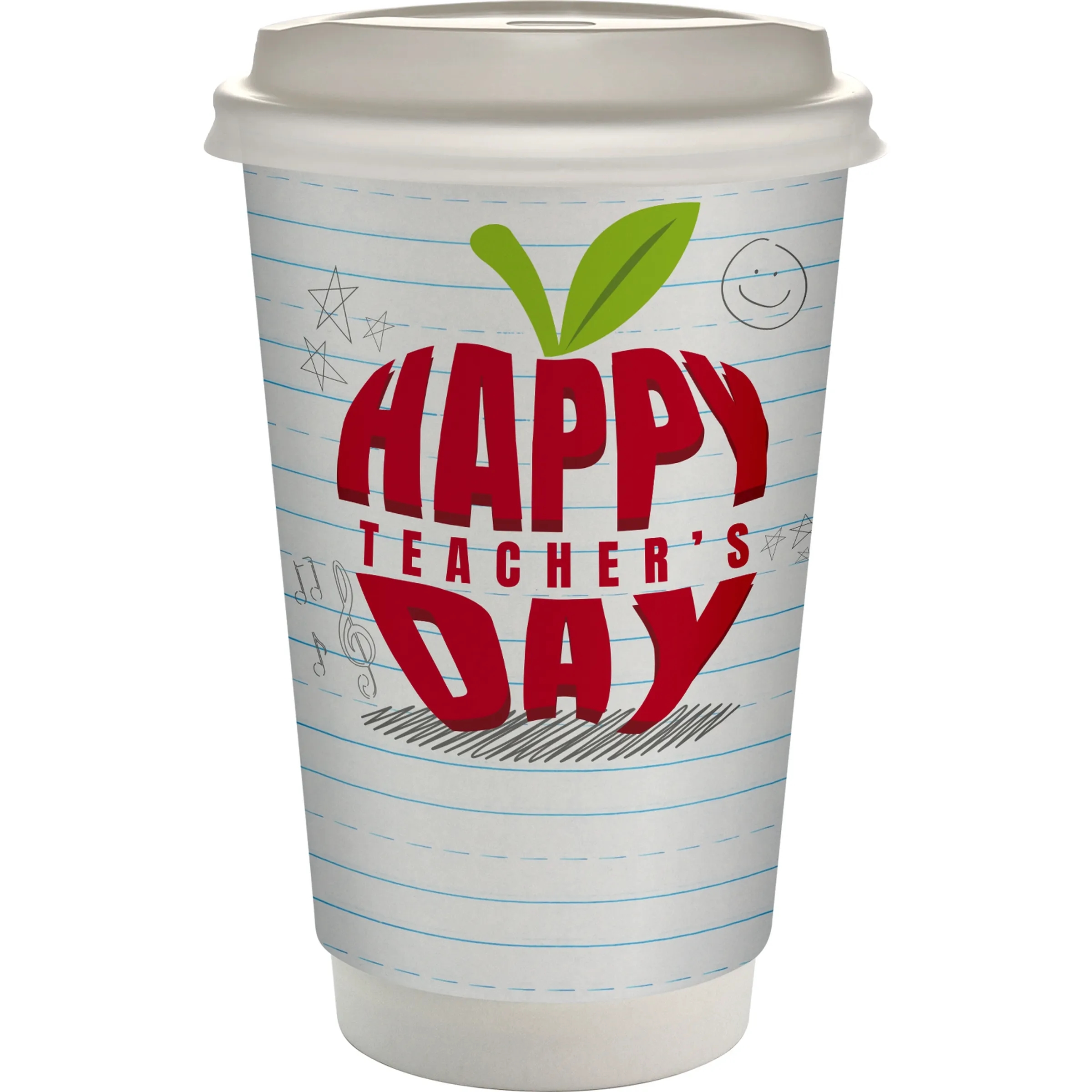 16 oz. Teacher Full Color Paper Cup with Lid 3