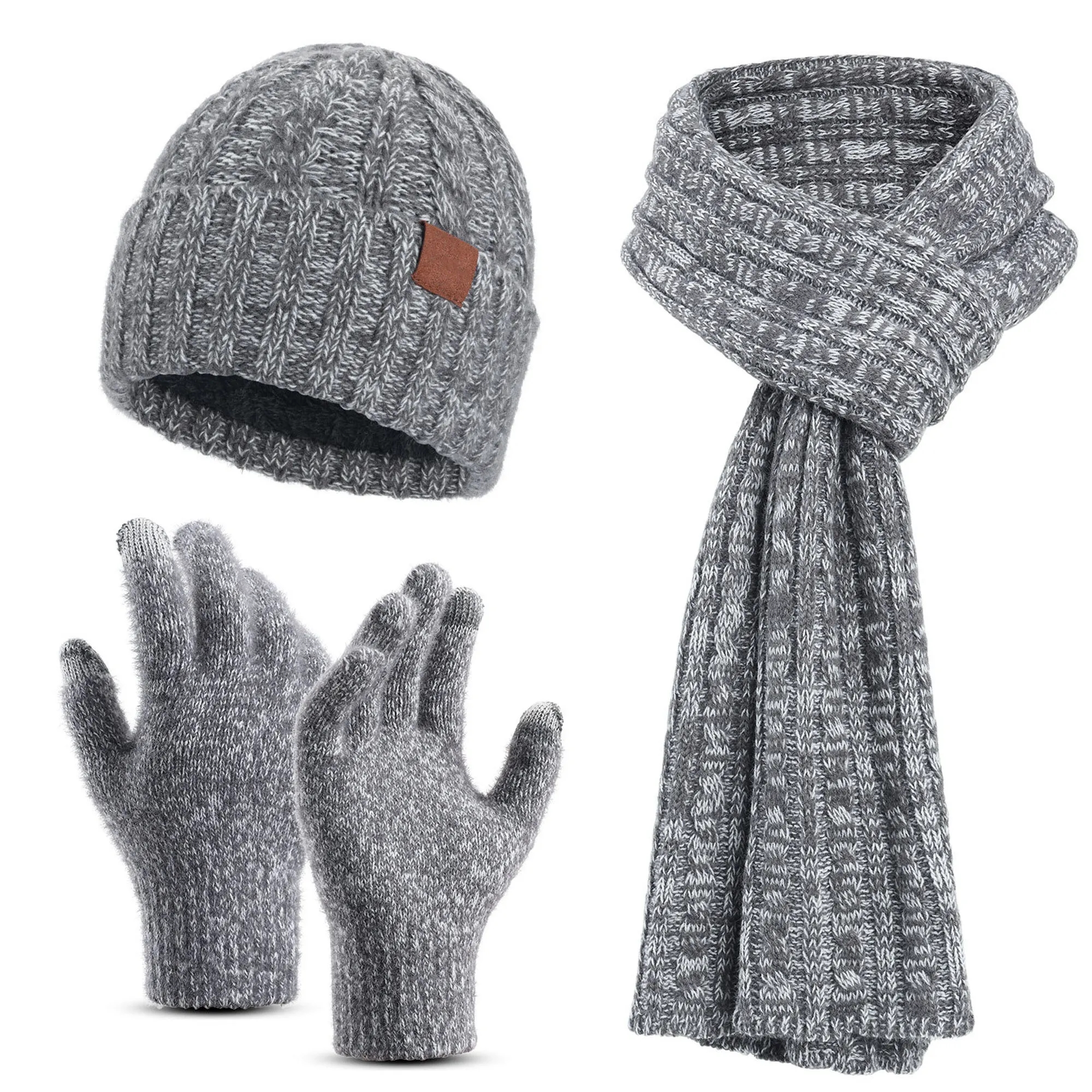 3 In 1 Winter Beanie Hat Gloves Scarf Set 25