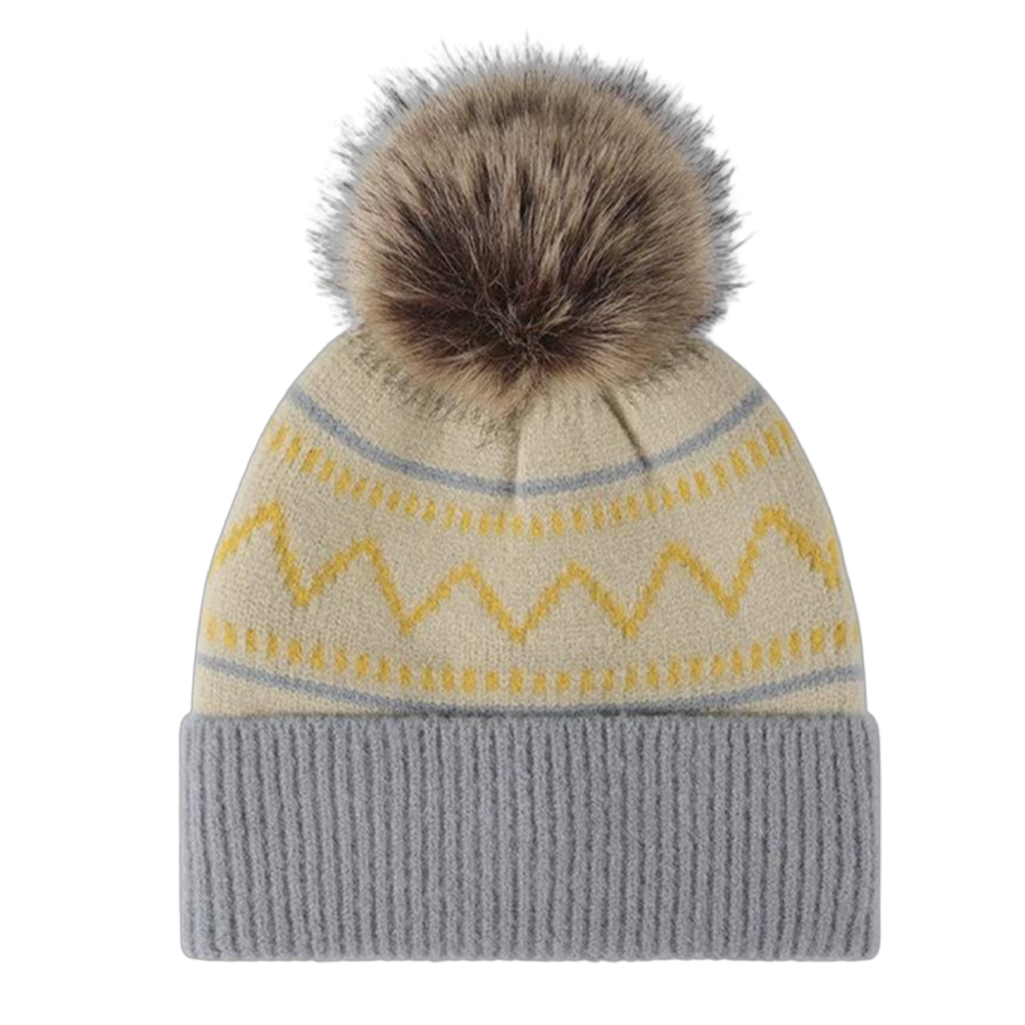 Color Blocked Striped Winter Fleece Lined Pom Hat 11