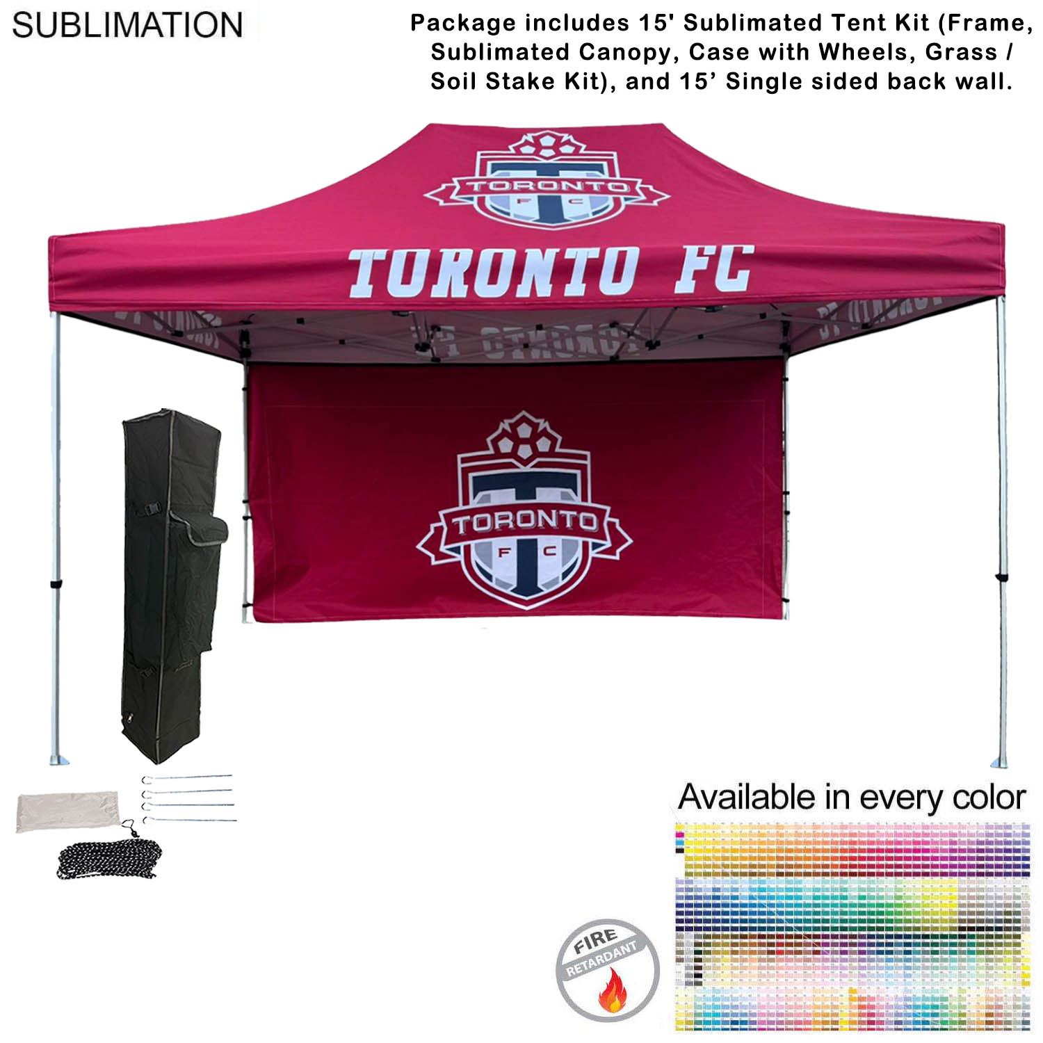 Tent Backwall Package, 15' Sublimated Tent Kit and 15' Full single sided backwall 7