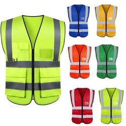 High Visibility Reflective strips Multi Pocket Safety Vest