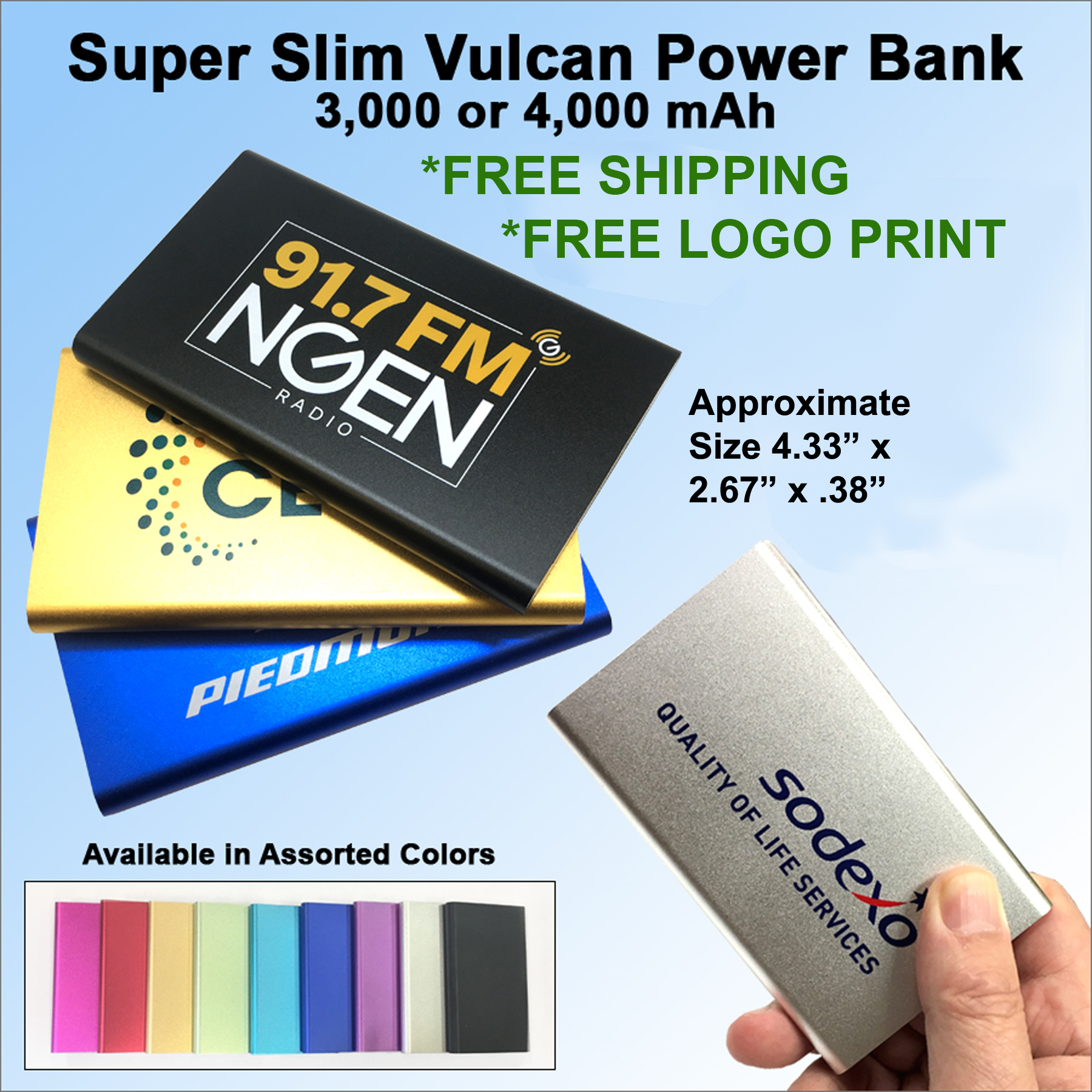 Super Slim Vulcan Power Bank 3000 mAh