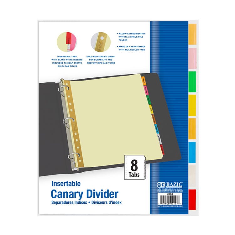 3 Ring Binder Paper Dividers - 8 Color Tabs 2