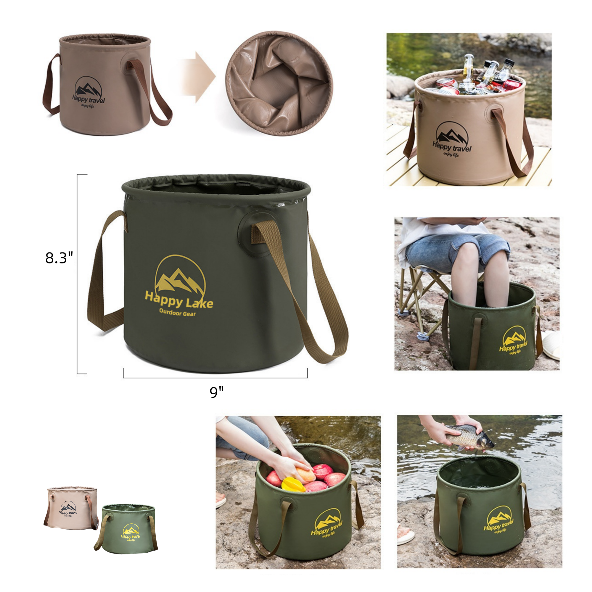 10L Multifunctional Outdoor Foldable Portable Water Bucket 3
