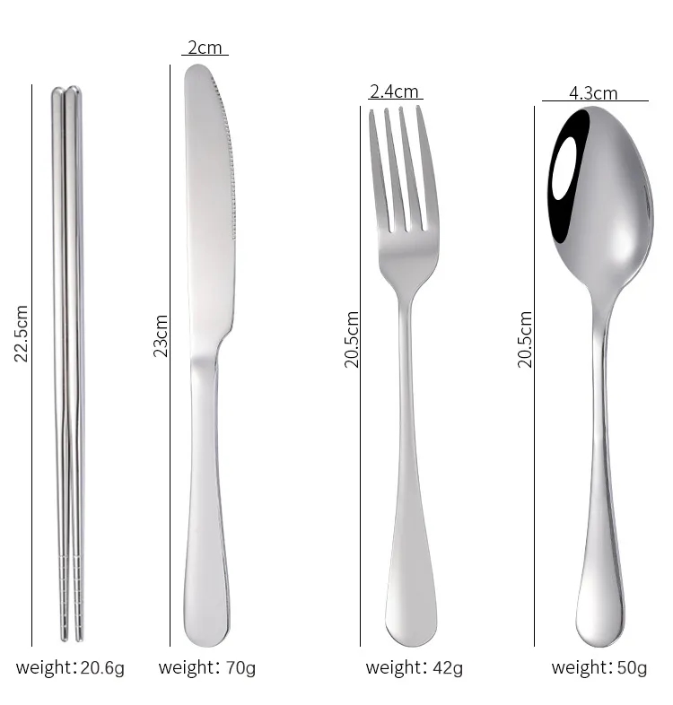 Reusable Stainless steel cutlery set with case 17