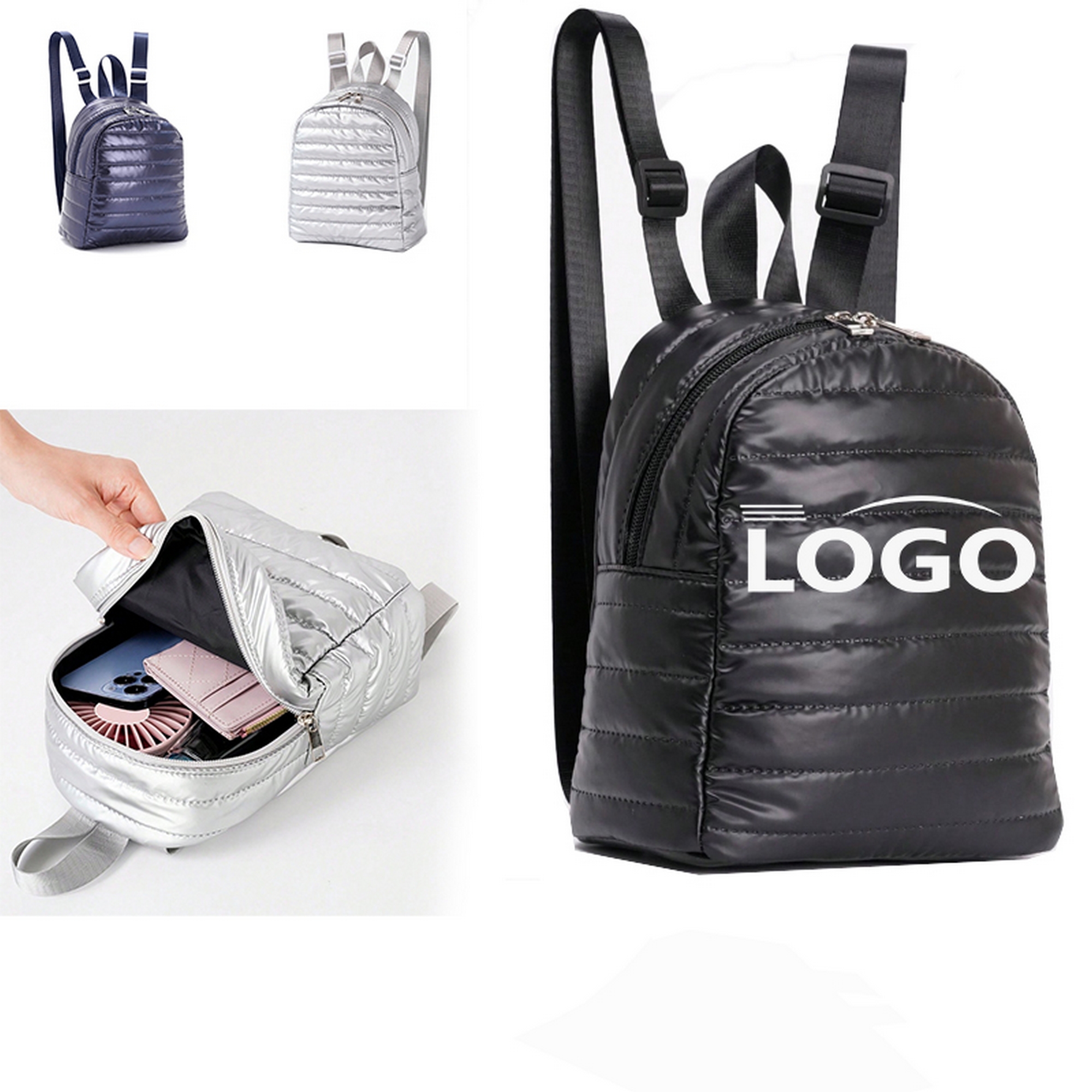 Fashionable Shiny Padded Puffer Backpack 8