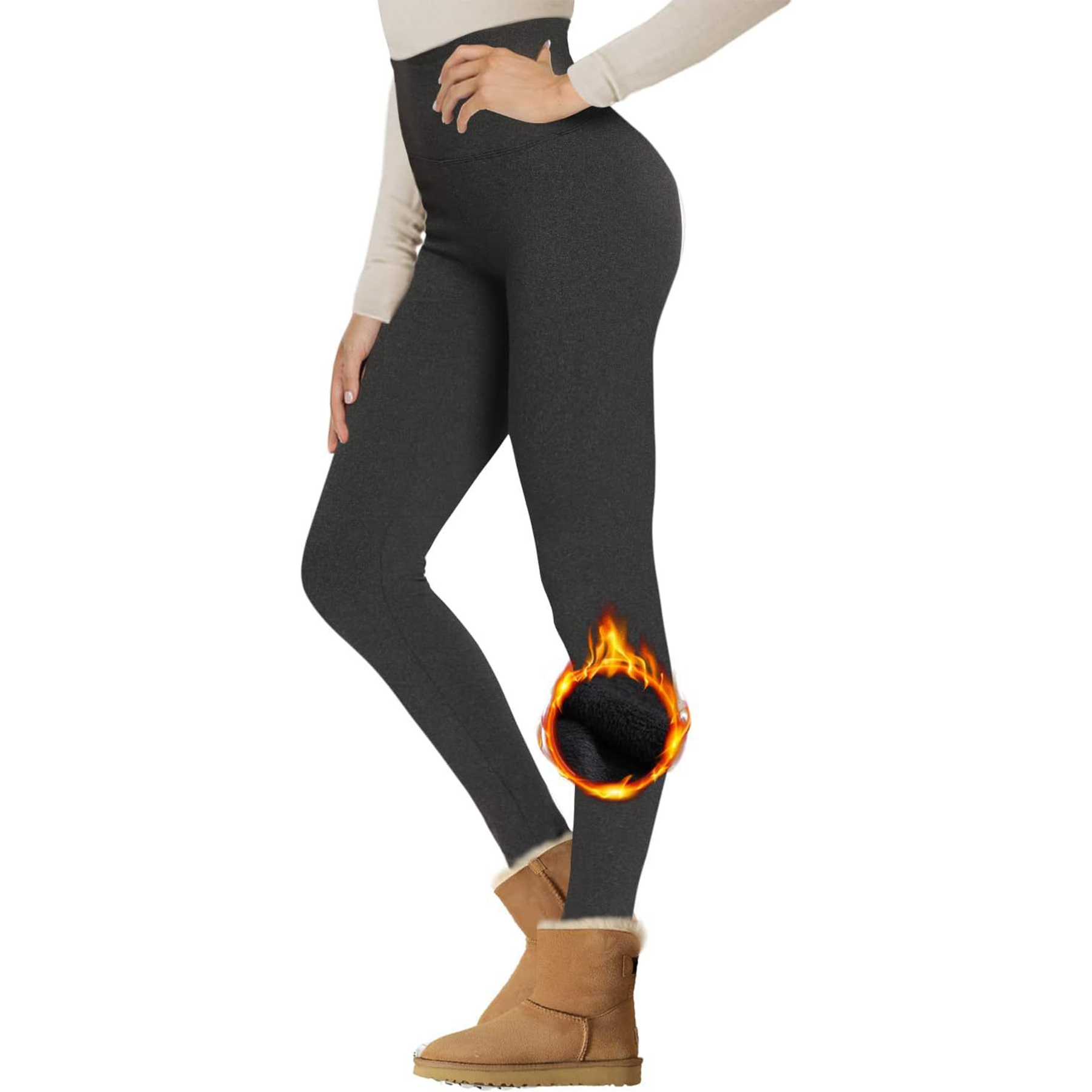 Women Fleece Lined Waist Winter Thermal Yoga Leggings 37