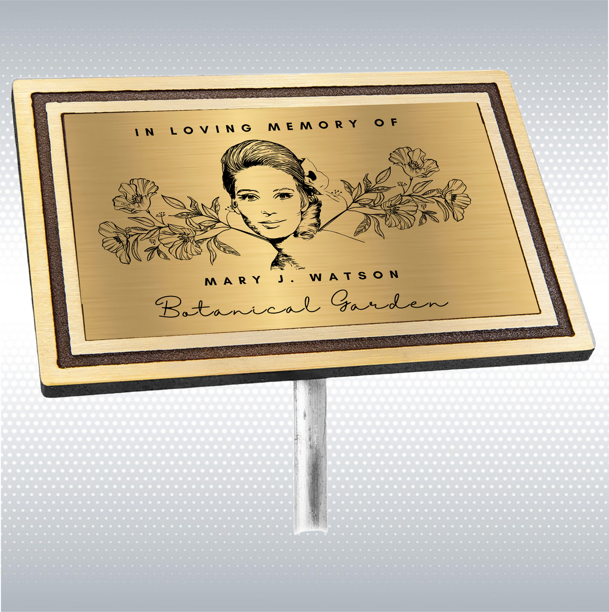 Bronze/Brown Rectangle Solid Cast Aluminum Sign with 24" Aluminum Rod (6"x4") 11