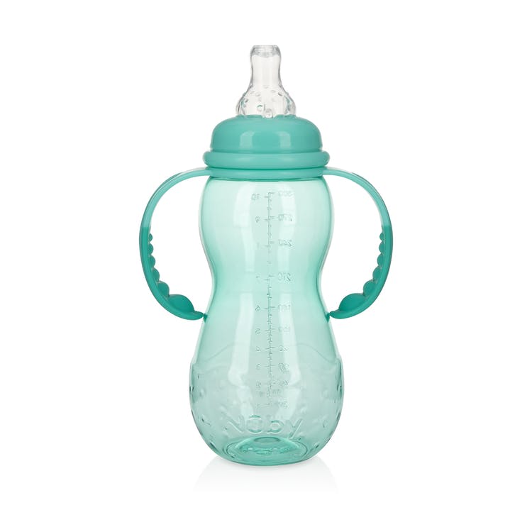 Nuby Standard Neck Non-Drip Bottle w/Handles - 10 oz Aqua Stage 3 3