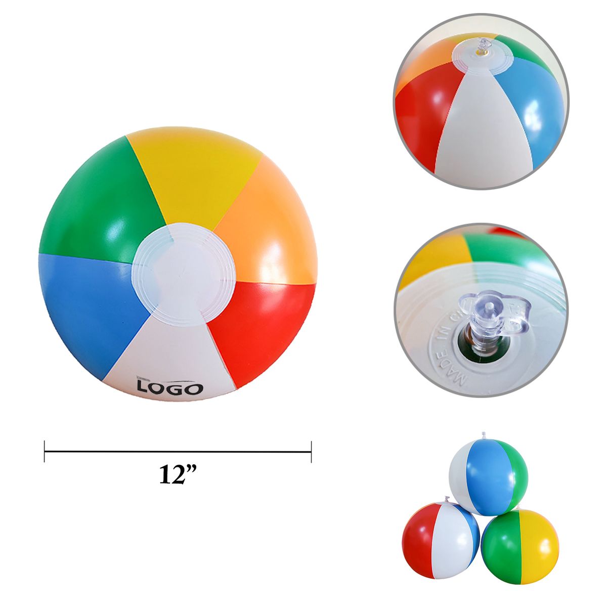 MOQ200 Inflatable 12" PVC Beach Ball Swim Toy 3