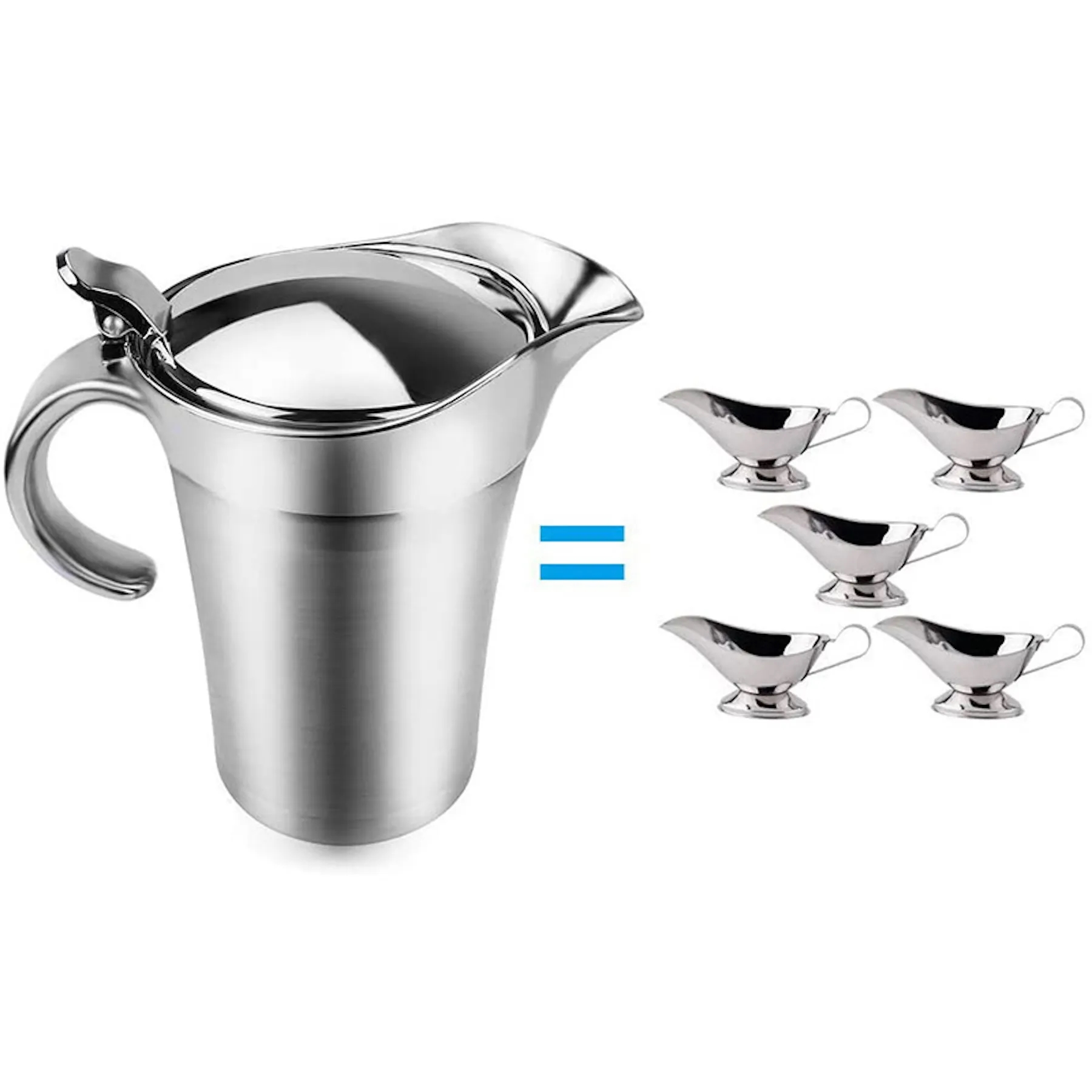 16Oz Stainless Insulated Gravy Boat/Sauce Jug w/Hinged Lid 8