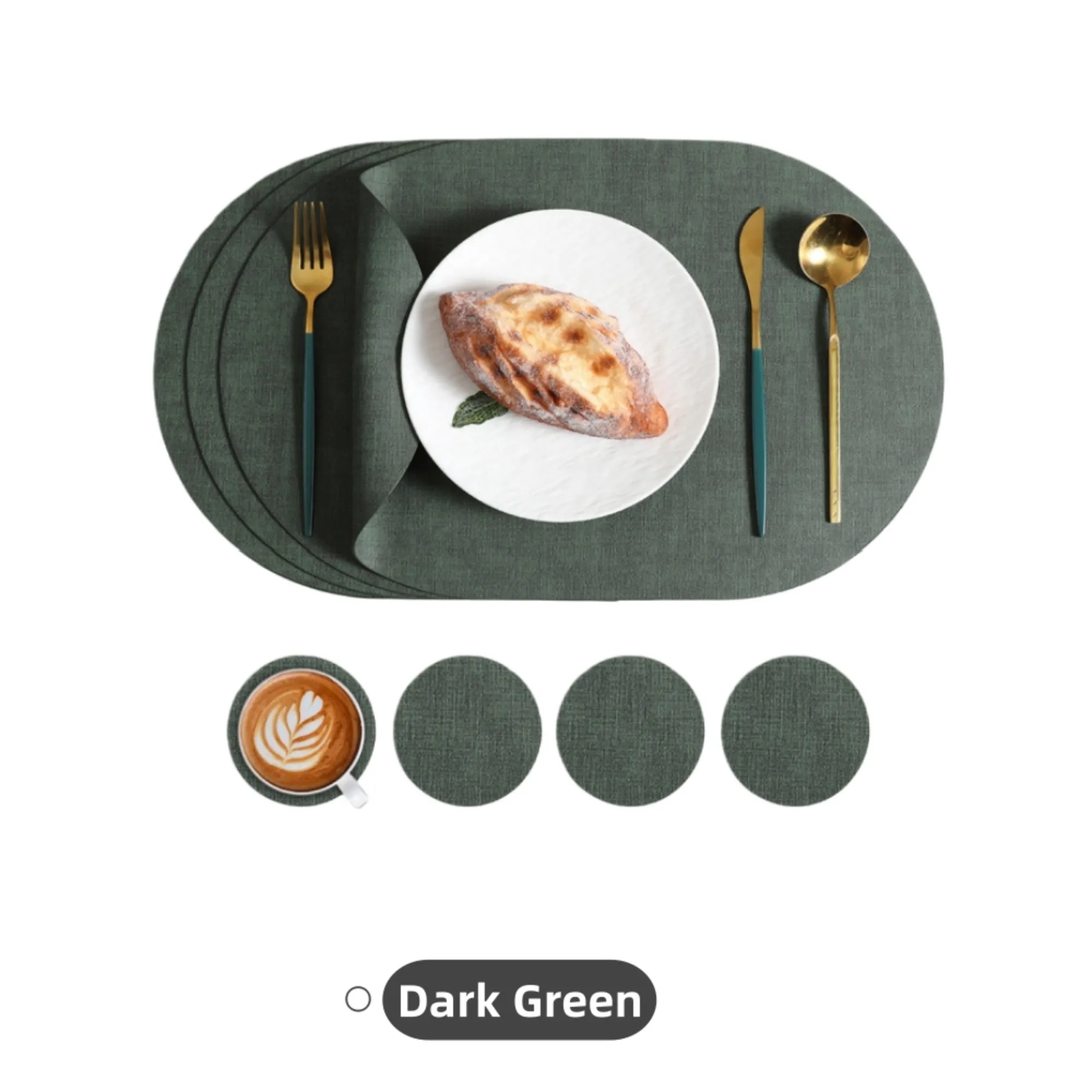 Oval Leather Placemat Coaster Heatproof Waterproof 4