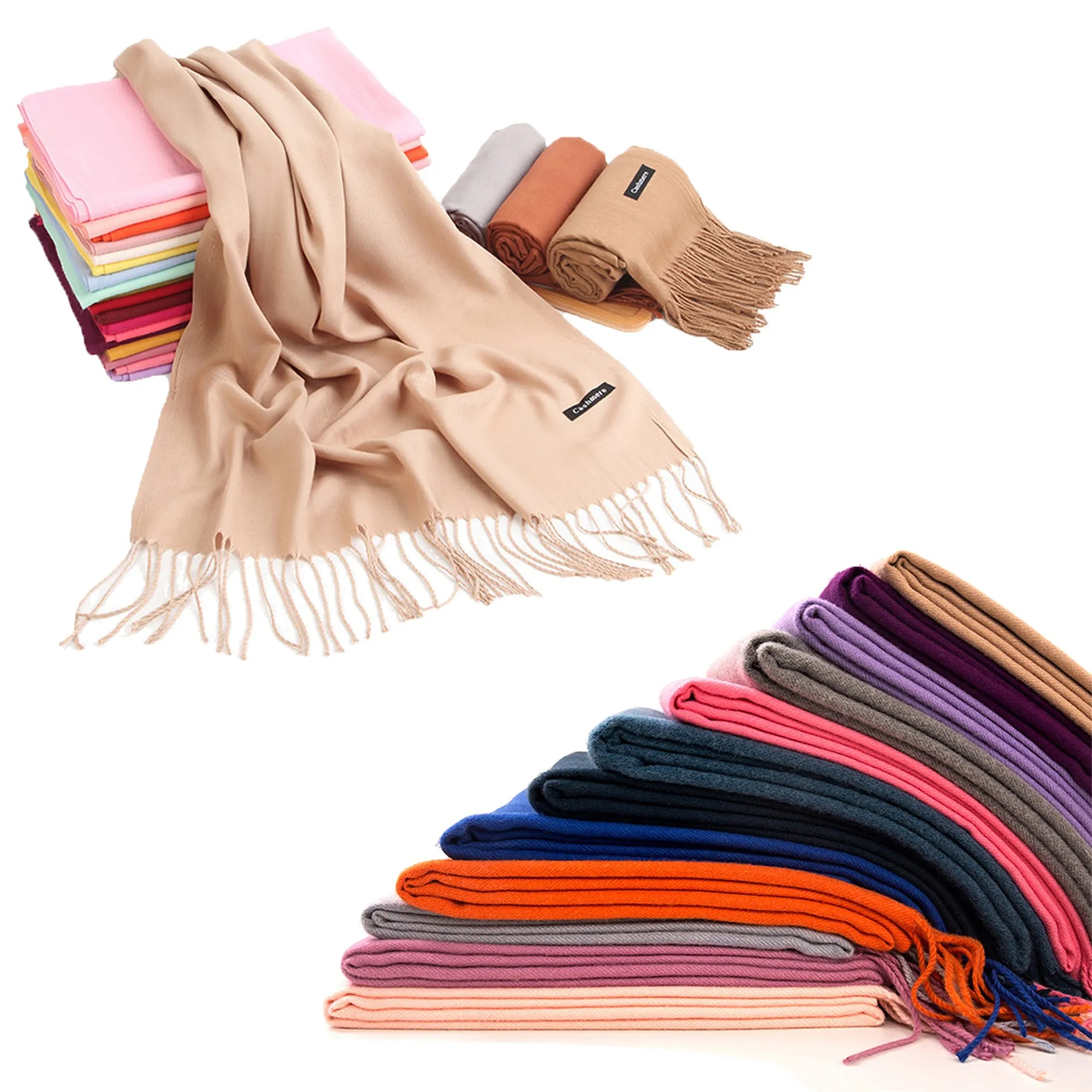 Soft Cashmere Scarf w/Fringes MOQ 50 PCS 10