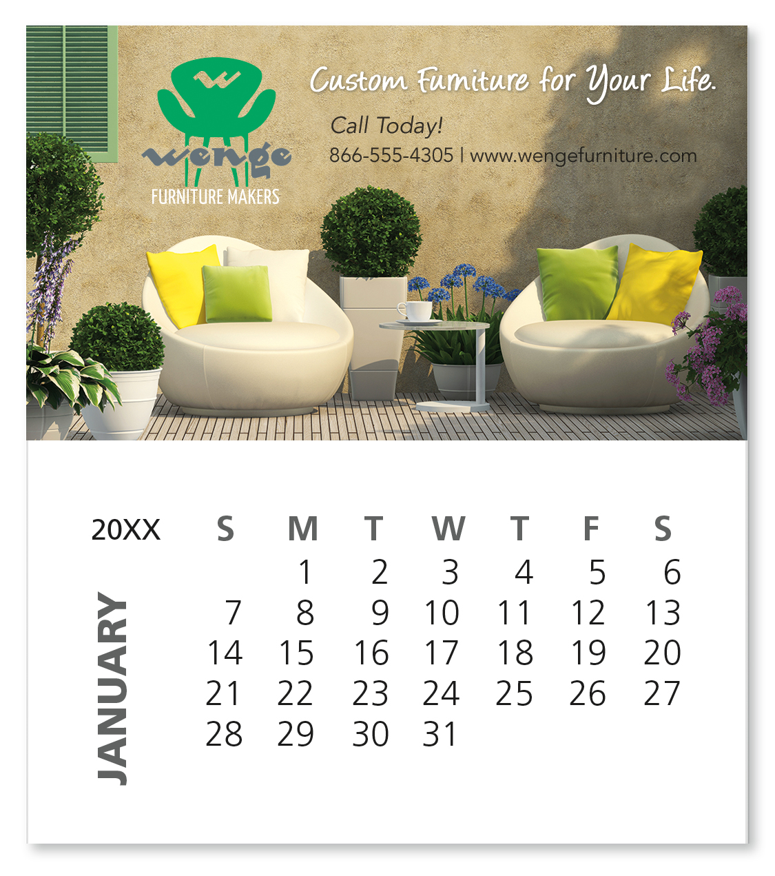 Good Value Business Card Magnet with 12-Sheet Calendar