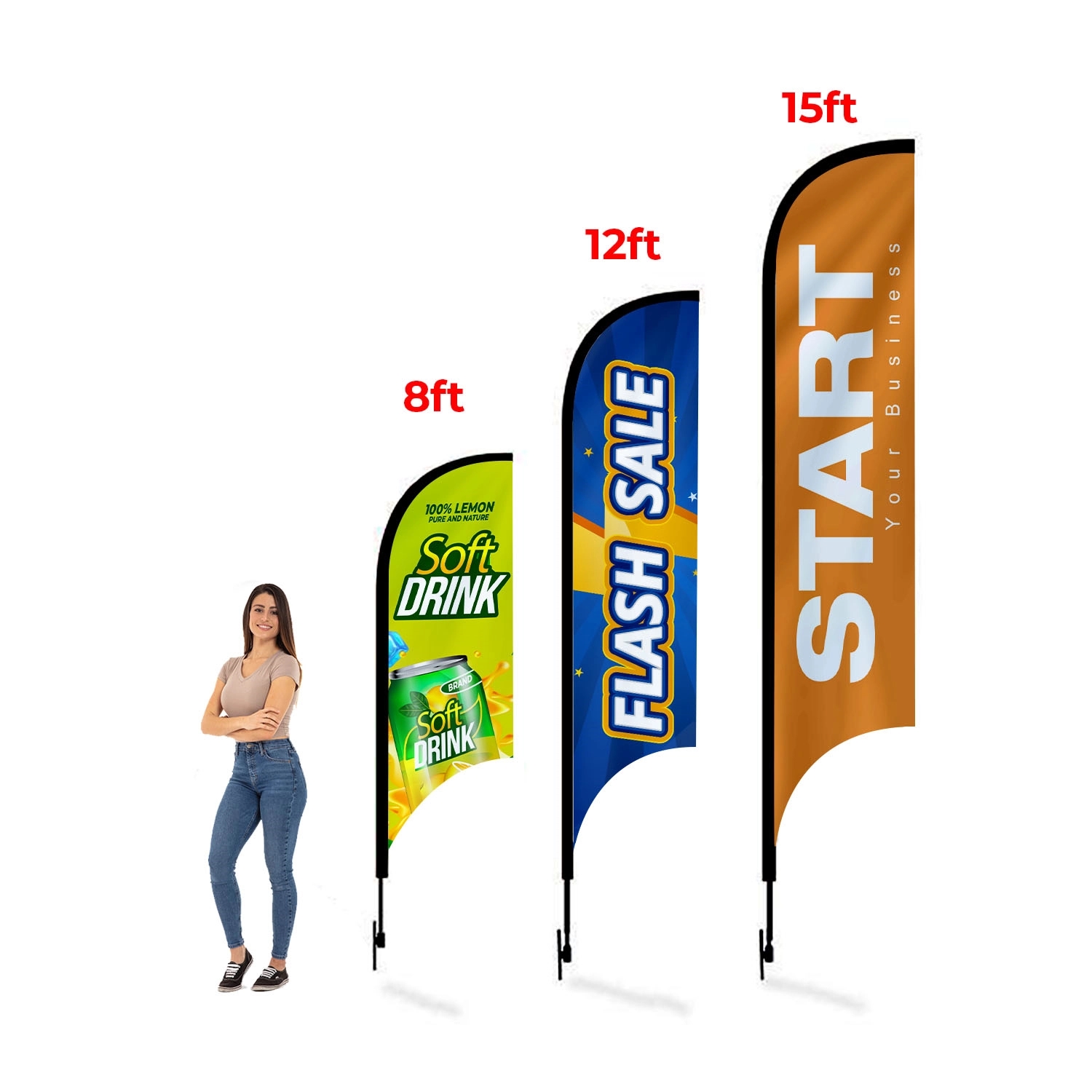 8' Feather Flag Kit w/ Poles, Ground Stake and Carry Case
