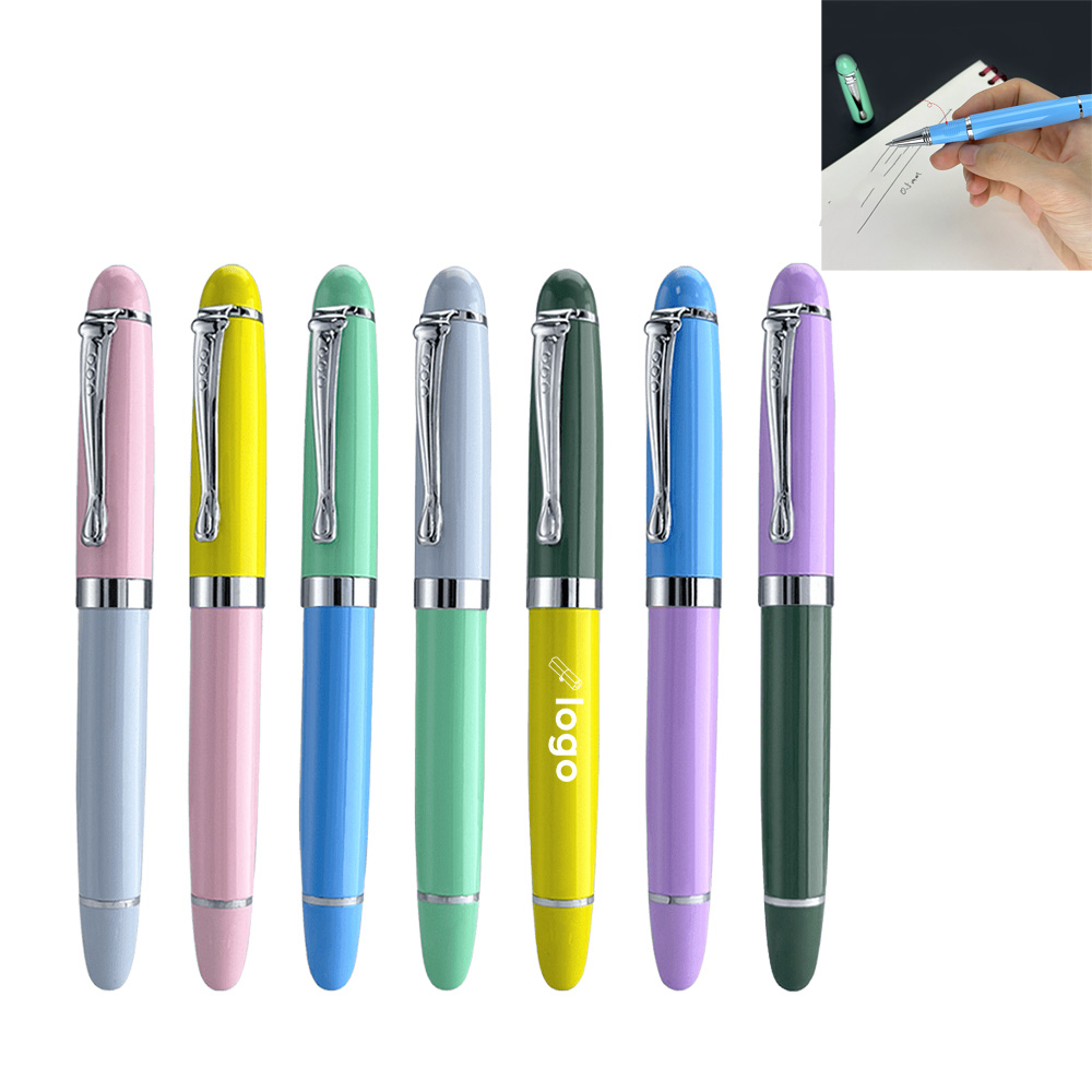 Portable Metal Assorted Color Signing Pen W/ Clip