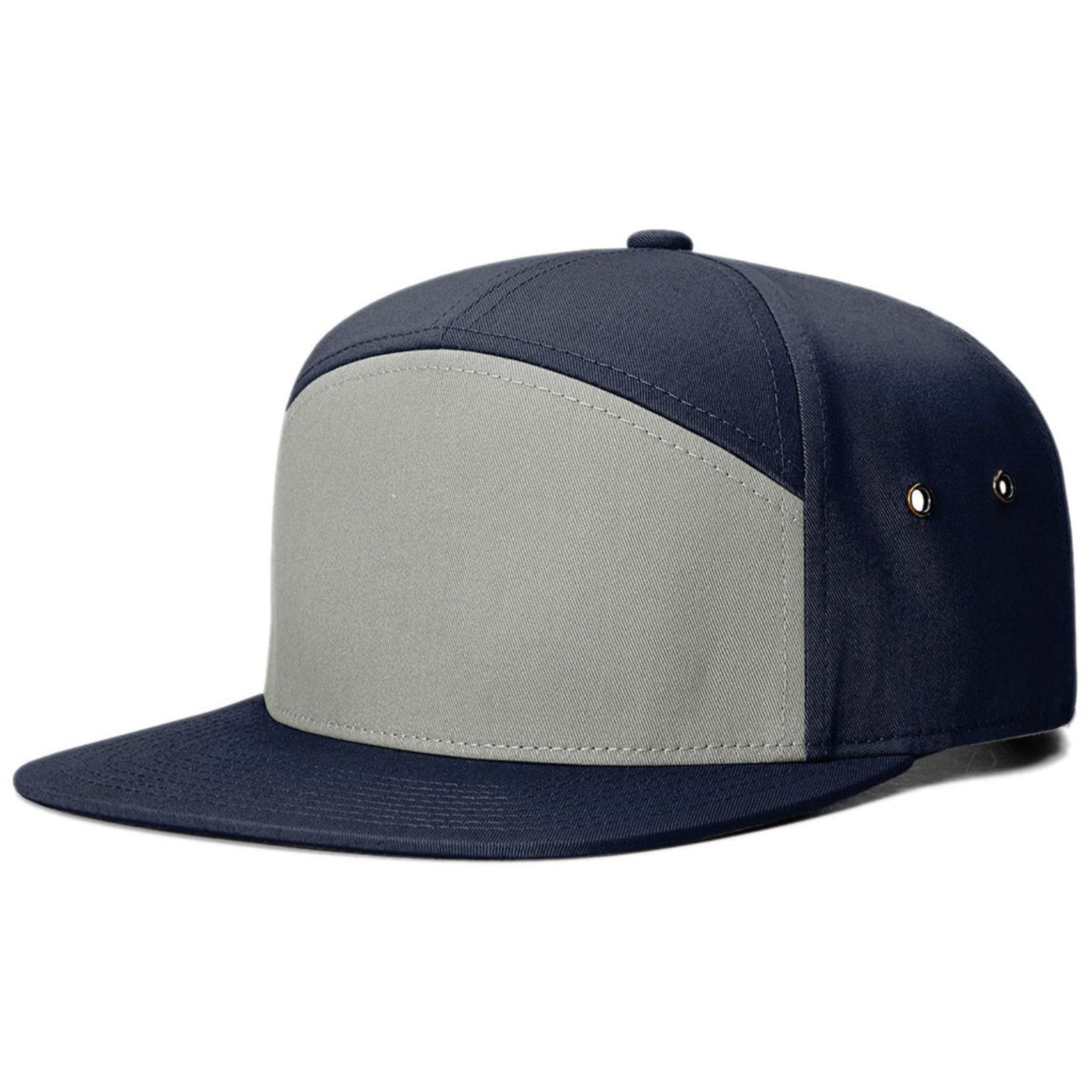 Premium 7-Panel Hat Flat Bill Baseball Cap Snapback Closure