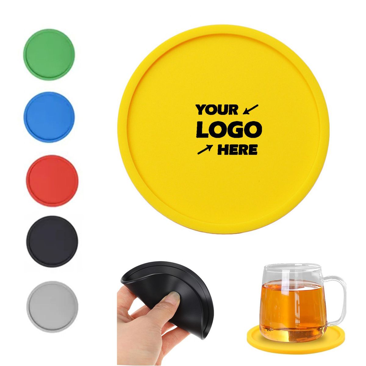 Round Silicone Coaster With Spill-Resistant Ring Cup 9