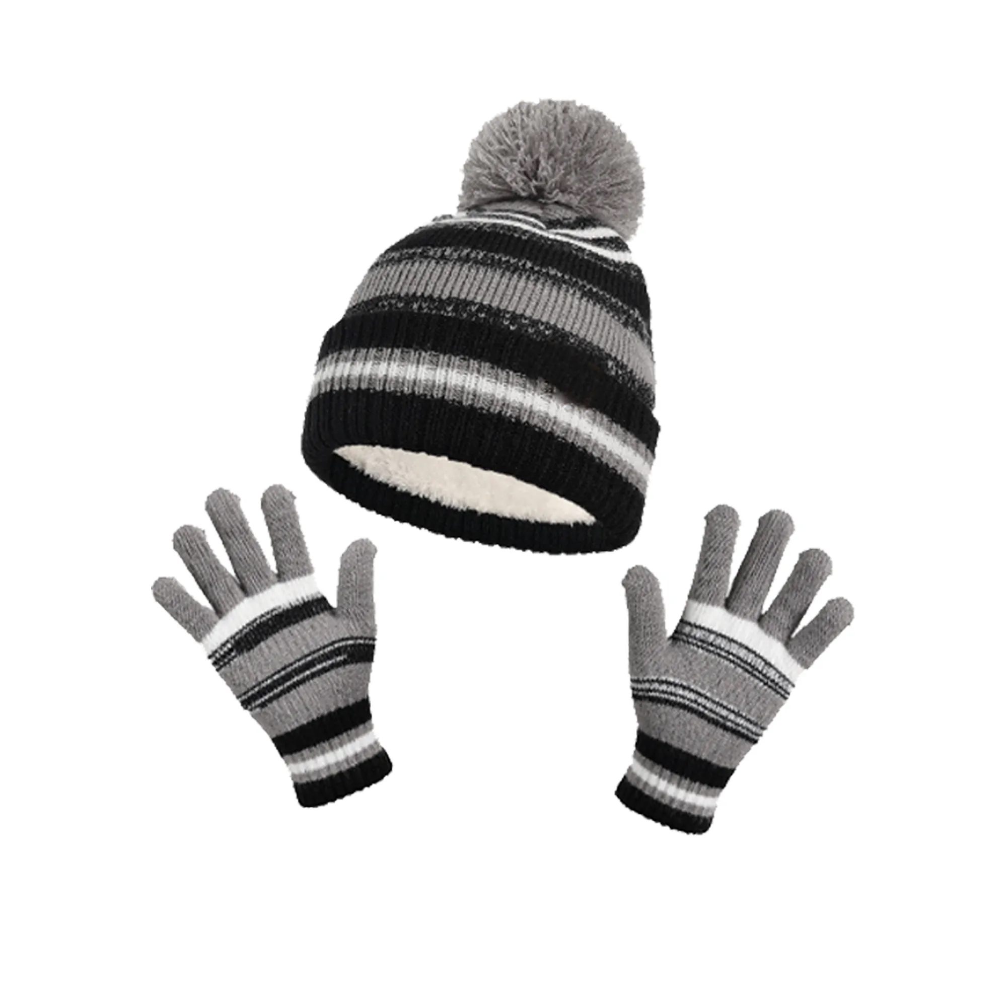 2PCS Kids Winter Knit Hat Gloves Set 8