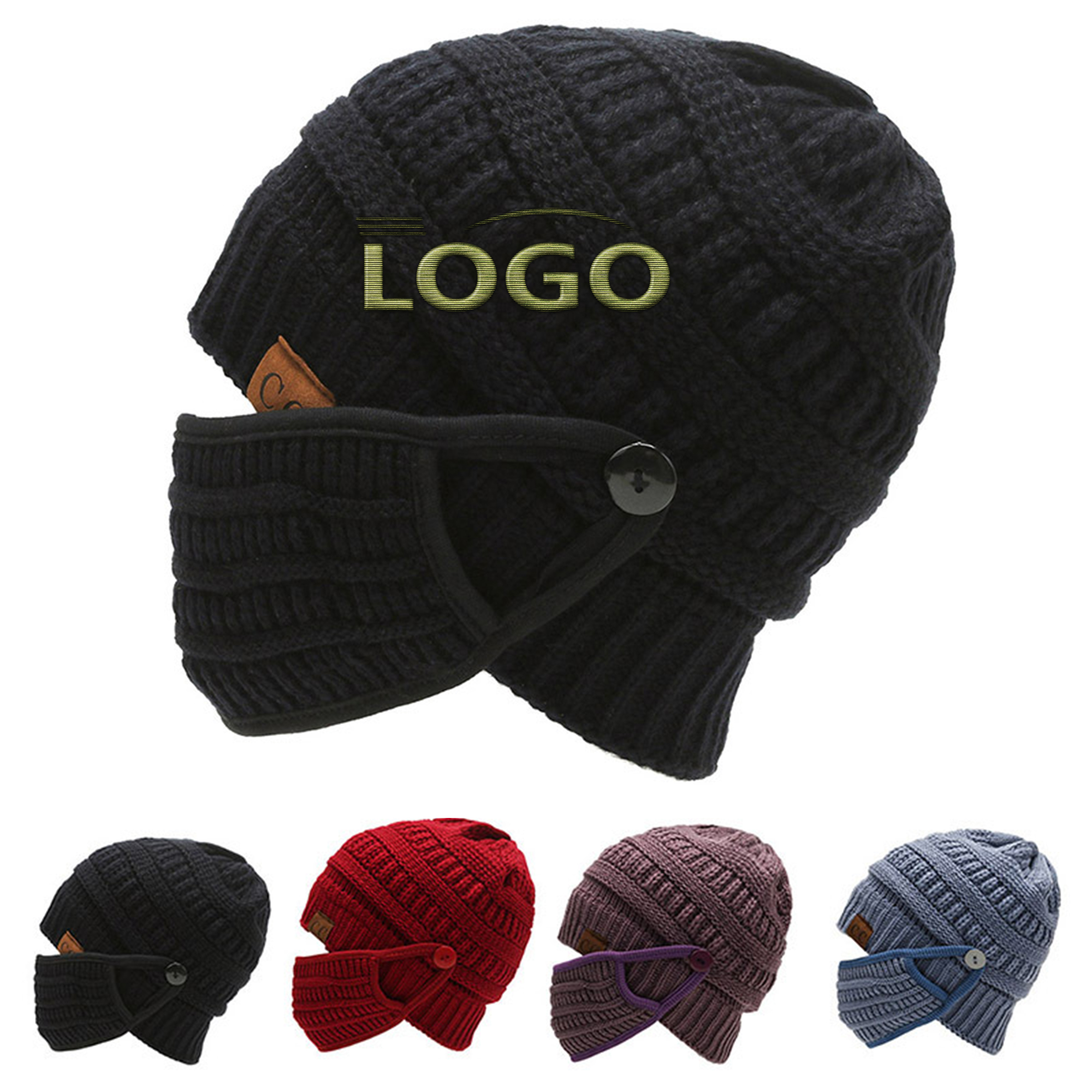 Knit Hat with Detachable Face Cover for Cold Weather 3