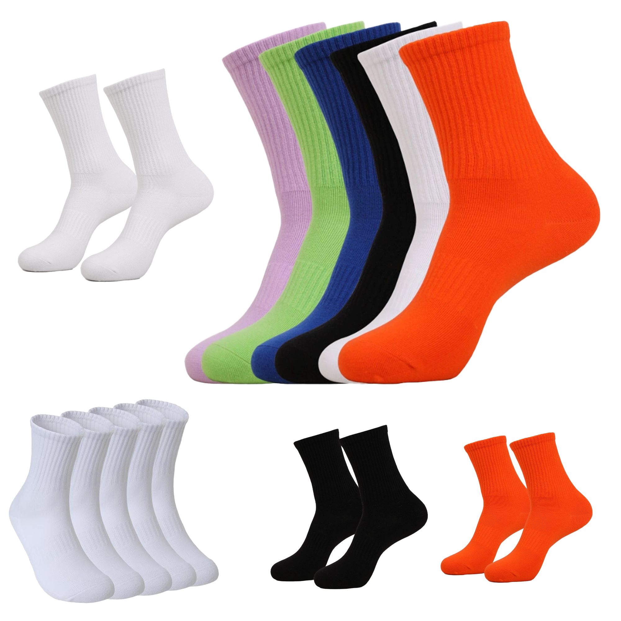 Unisex Solid Casual Mid-Calf Socks 3
