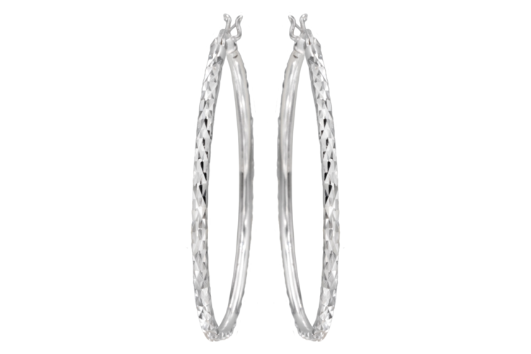 Antwerp Sterling Silver Diamond Cut Hoop Earrings 3