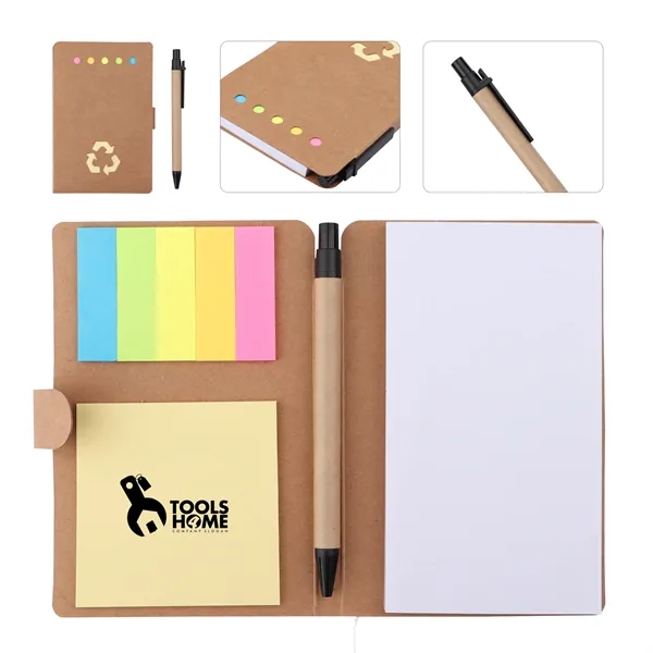 4 x 6 in Kraft Paper Colored Sticky Notebook With Pen