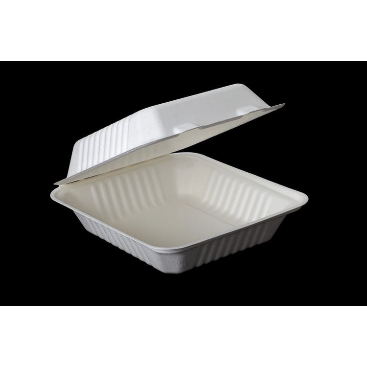 Disposable Clamshell Food Boxes - 1 Compartment 9" x 9" 2