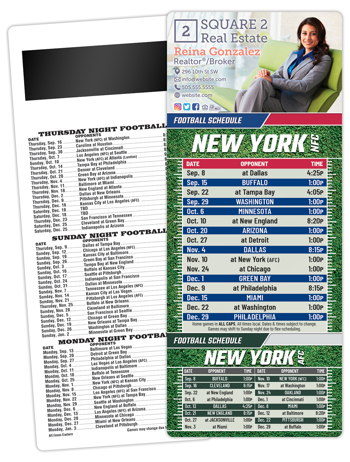 Football Schedule Laminated Card/Postcard with Magnet Strip 3.5x8.5 - 14 pt.