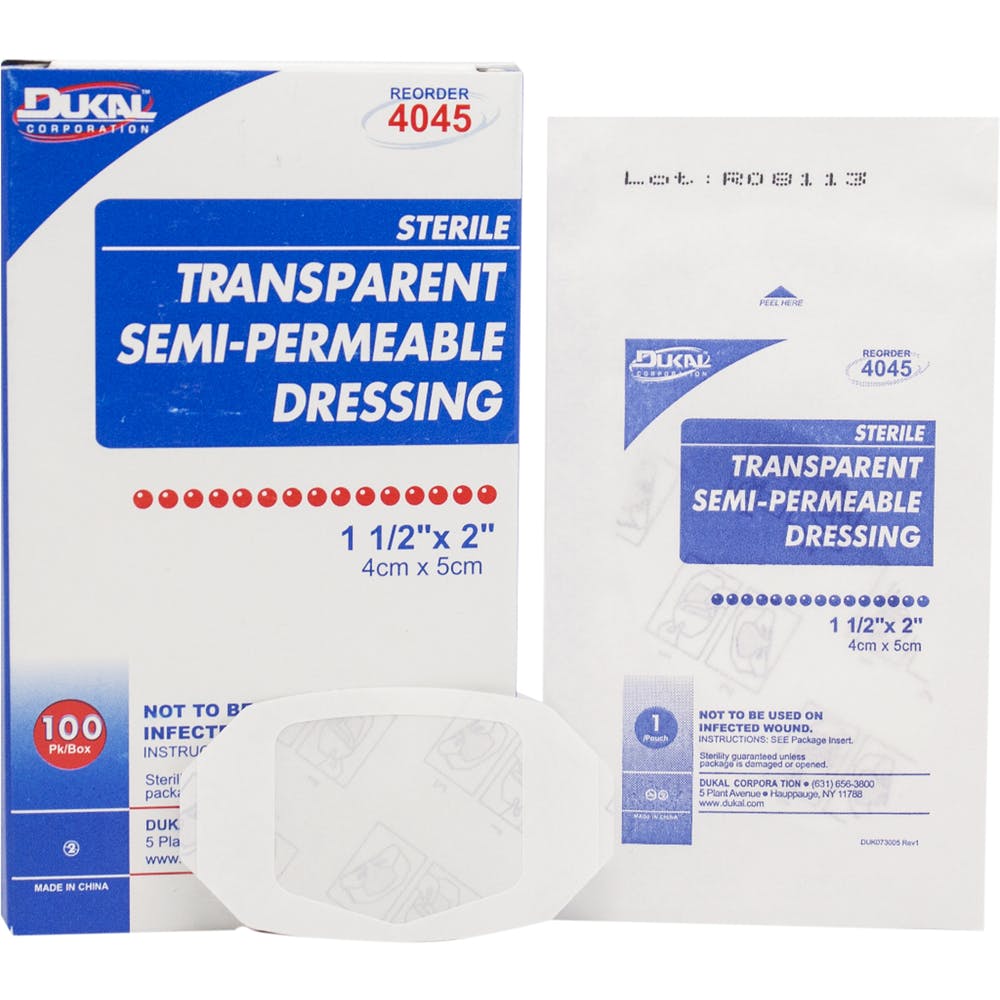 Transparent Semi-Permeable Dressing - 100 Count 1.5" x 2" 3