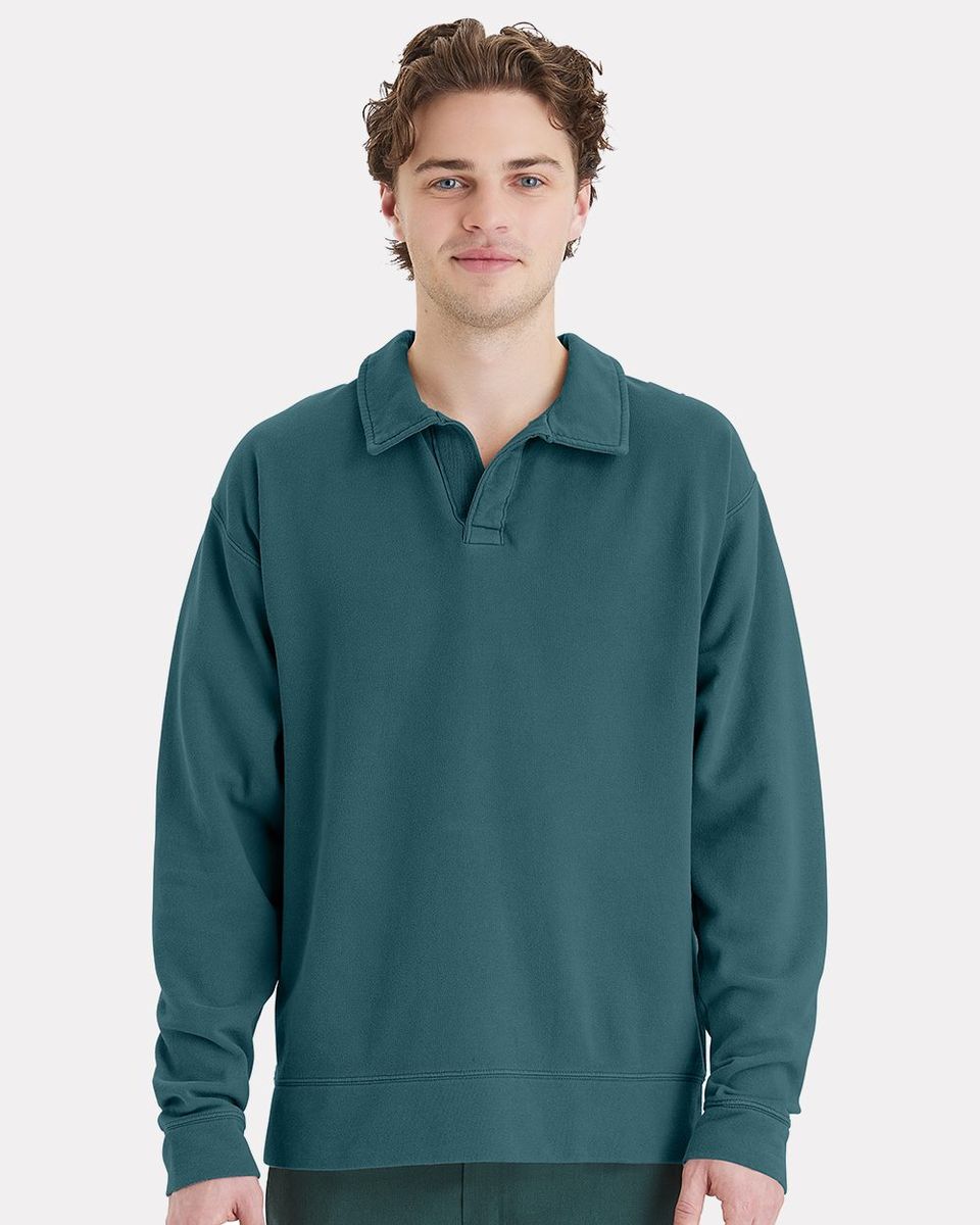 Unisex Garment-Dyed Polo Collar Sweatshirt - GDH490 - GDH490