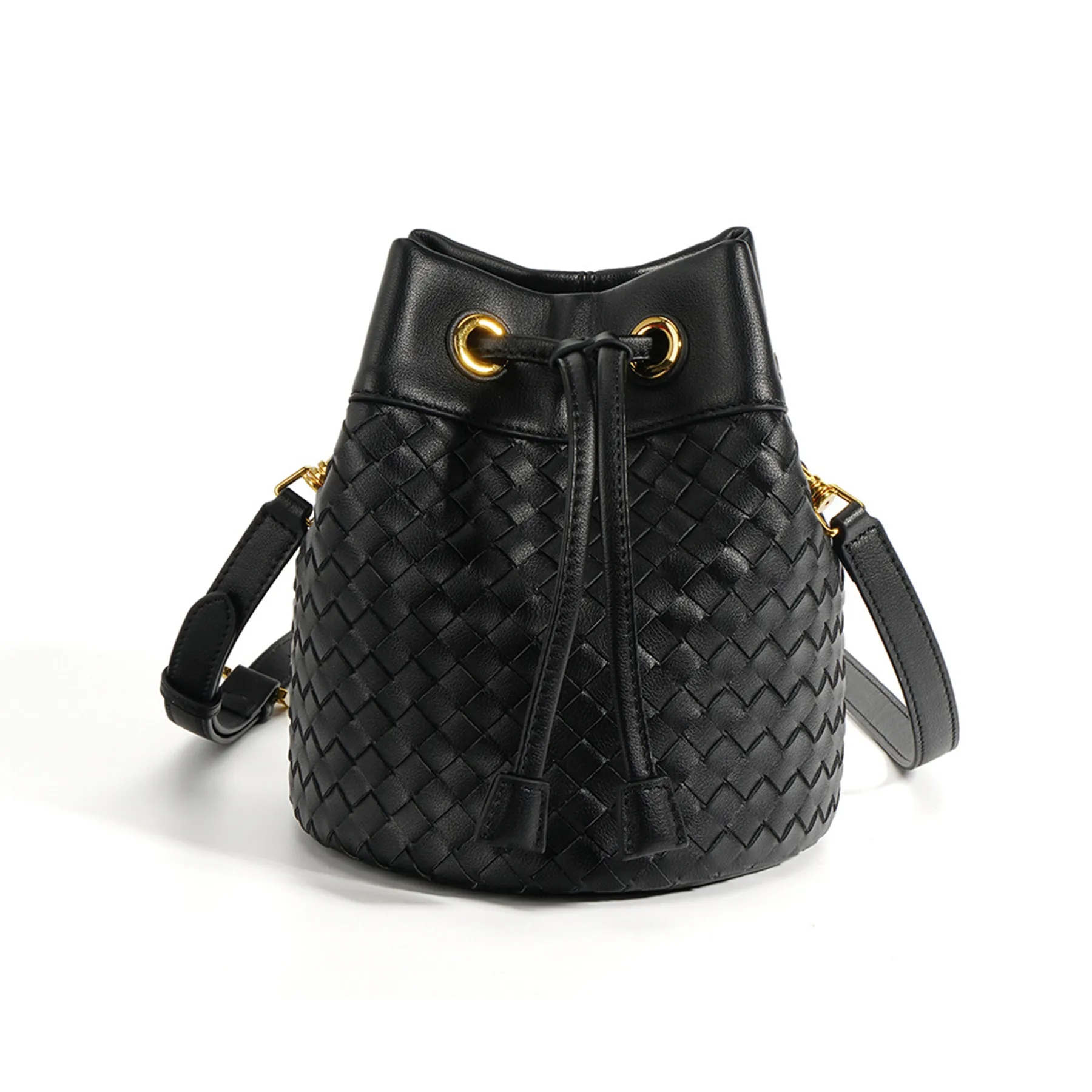 Genuine Leather Innovative Drawstring Cross-Body Bag 19