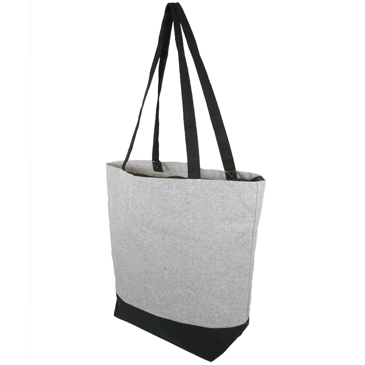 Super Sale- Black Bottom Grey Tweed Tote, custom tote bag with logo imprint 2