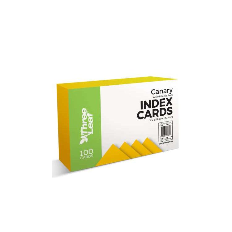 Three Leaf Unruled Index Cards Canary 2