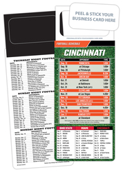 Pro Football Schedule Magnet - Peel and Stick Business Card (3.5x9)