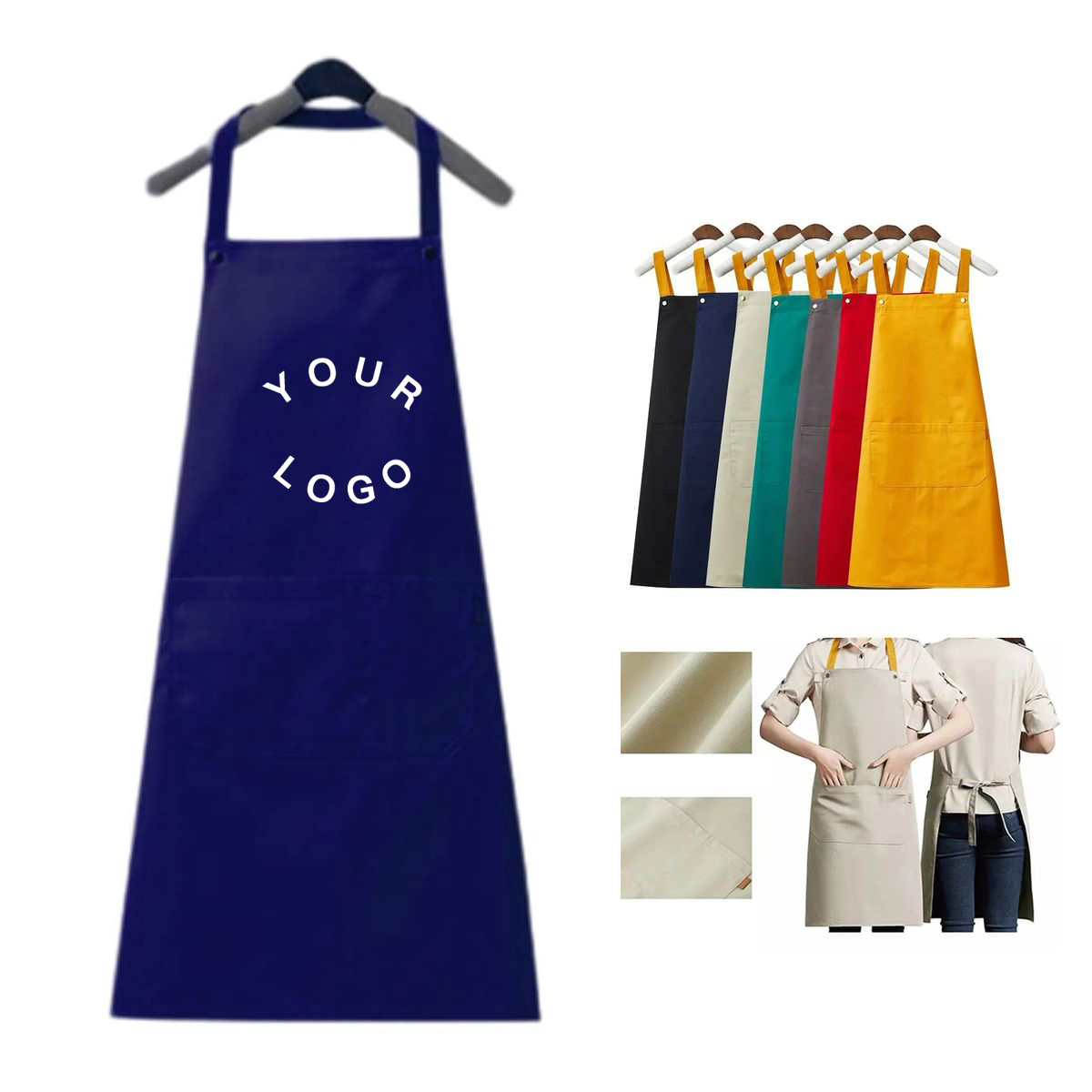 Oil Resistant Canvas Apron with Two Pockets