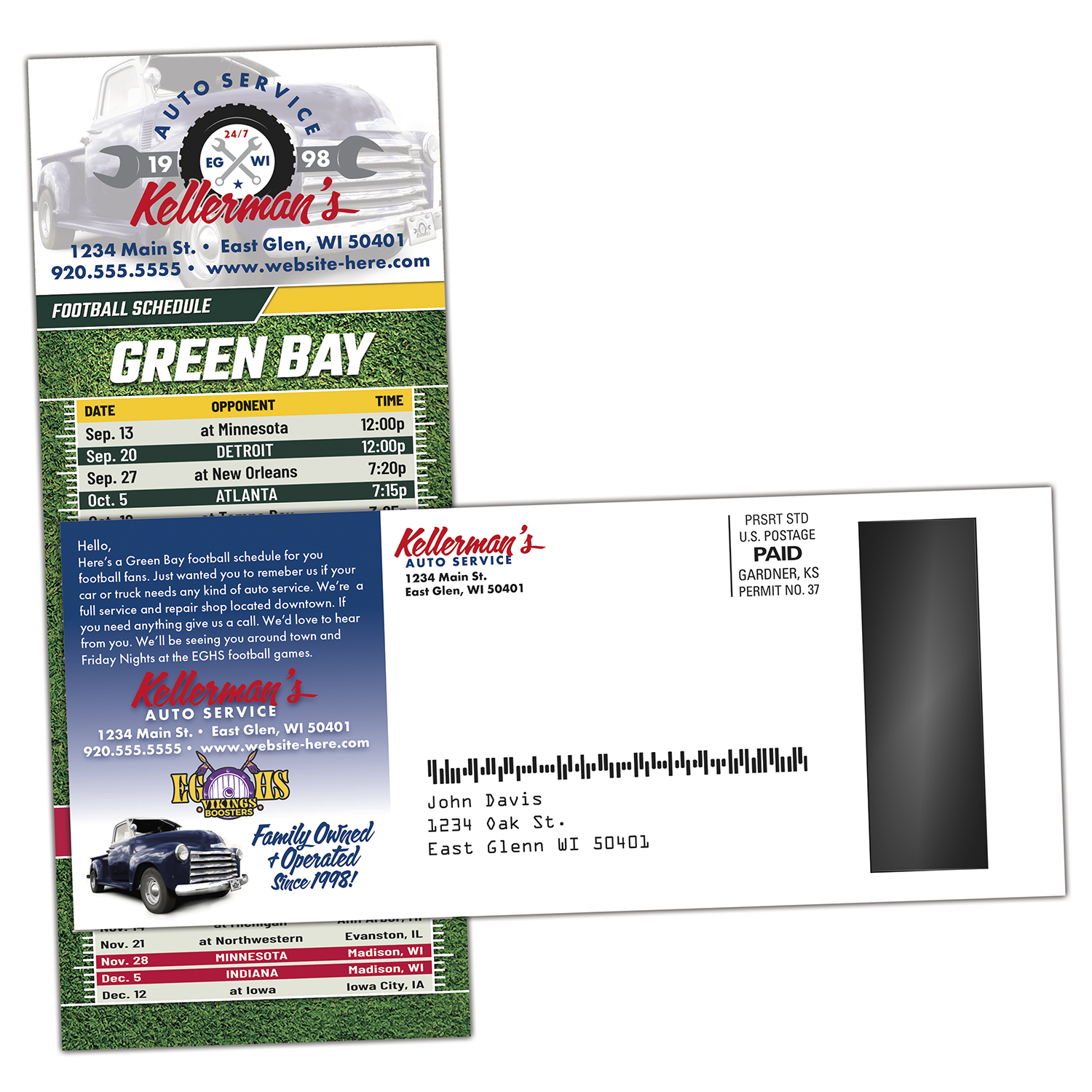 Football Schedule Laminated Card/Postcard with Magnet Strip - 3.5x8.5 - 14 pt.