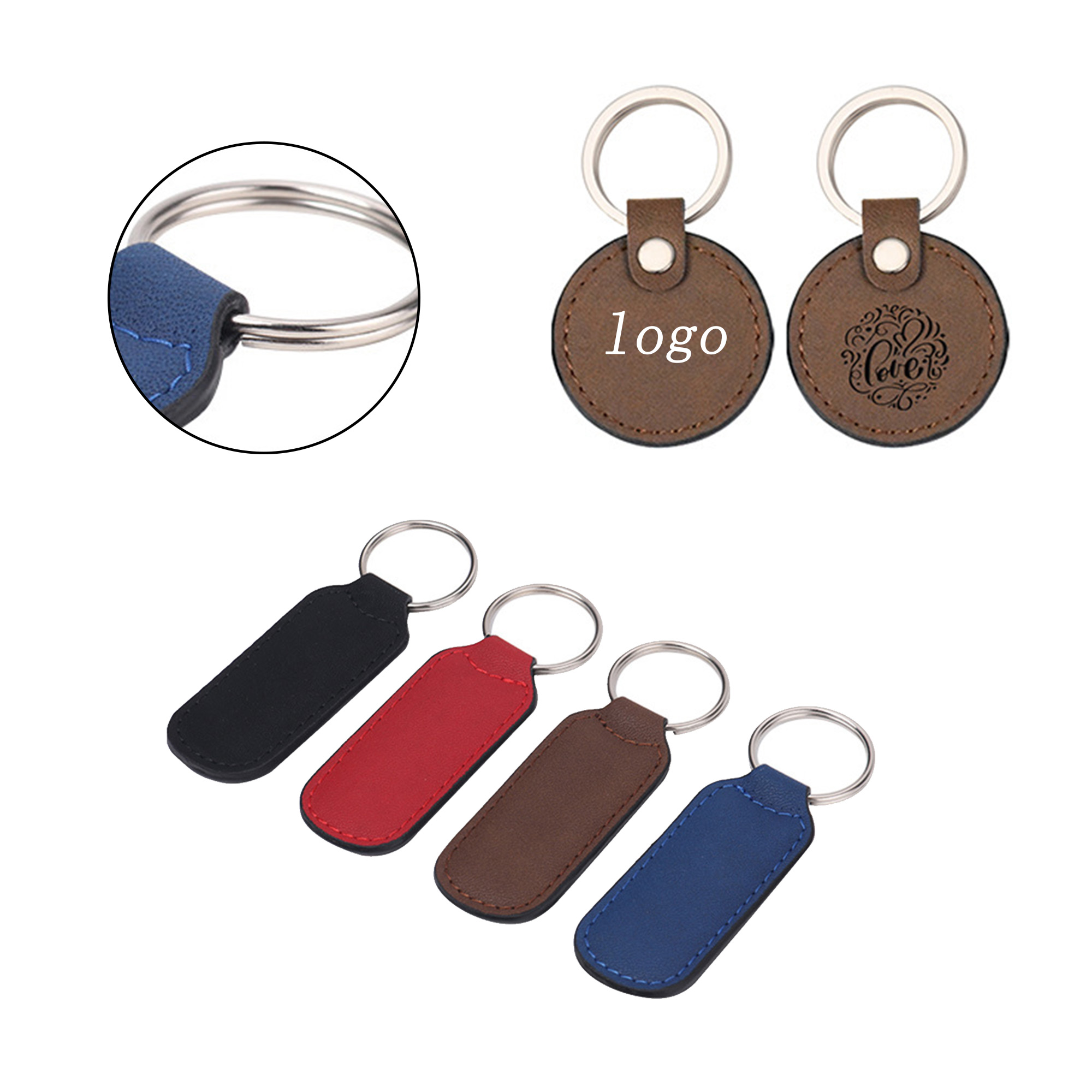 PU Leather Blank Keychain With Customizable Patterns 4