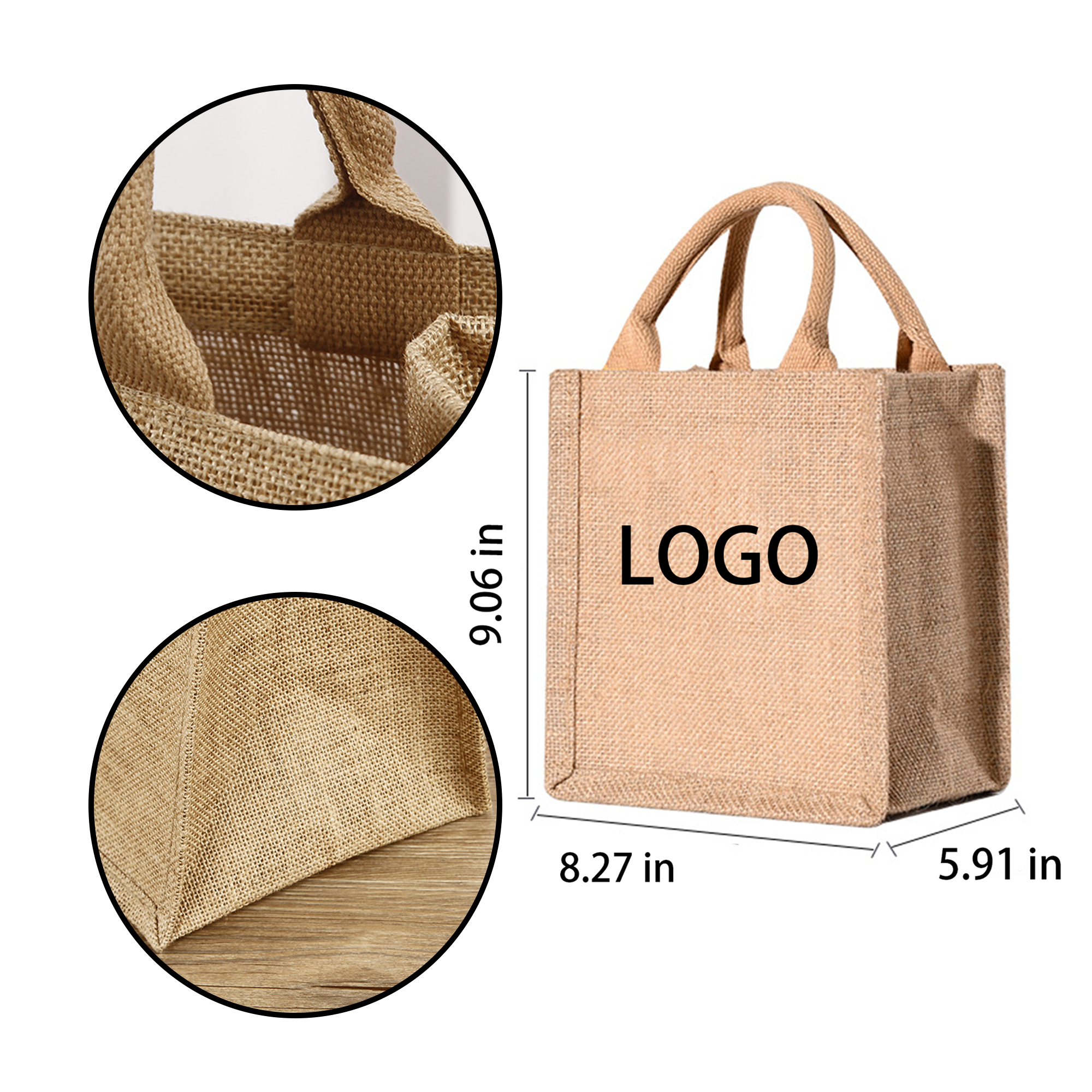 Eco-Friendly Jute Tote Bag, custom tote bag with logo imprint 3