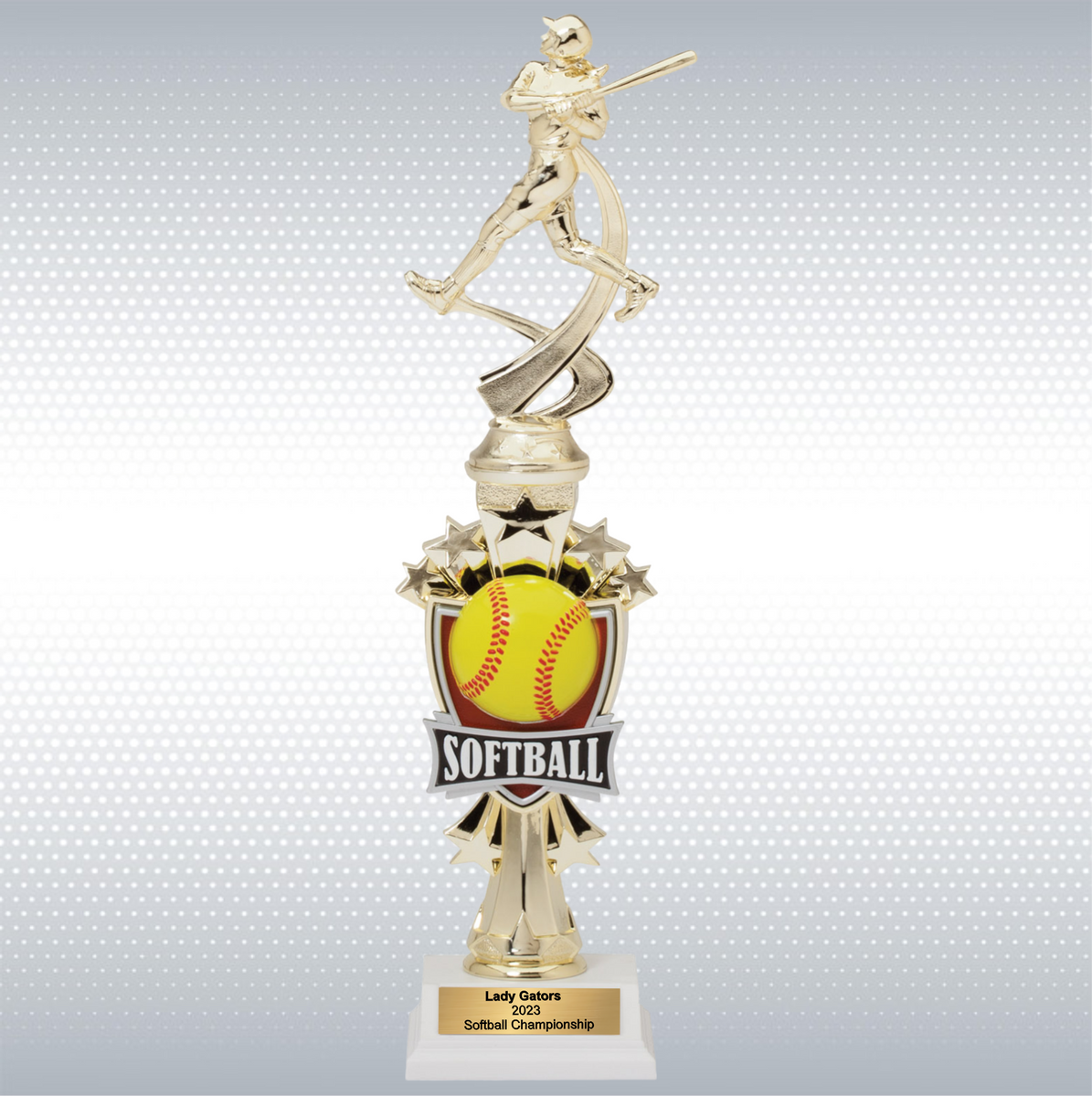14" Assembled Female Softball Trophy w/ White Base 6