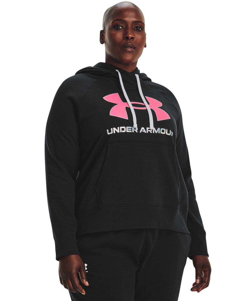 UA Rival Fleece Big Logo Foil Outline Women's Hoodie, custom hoodie or sweatshirt with logo imprint 3