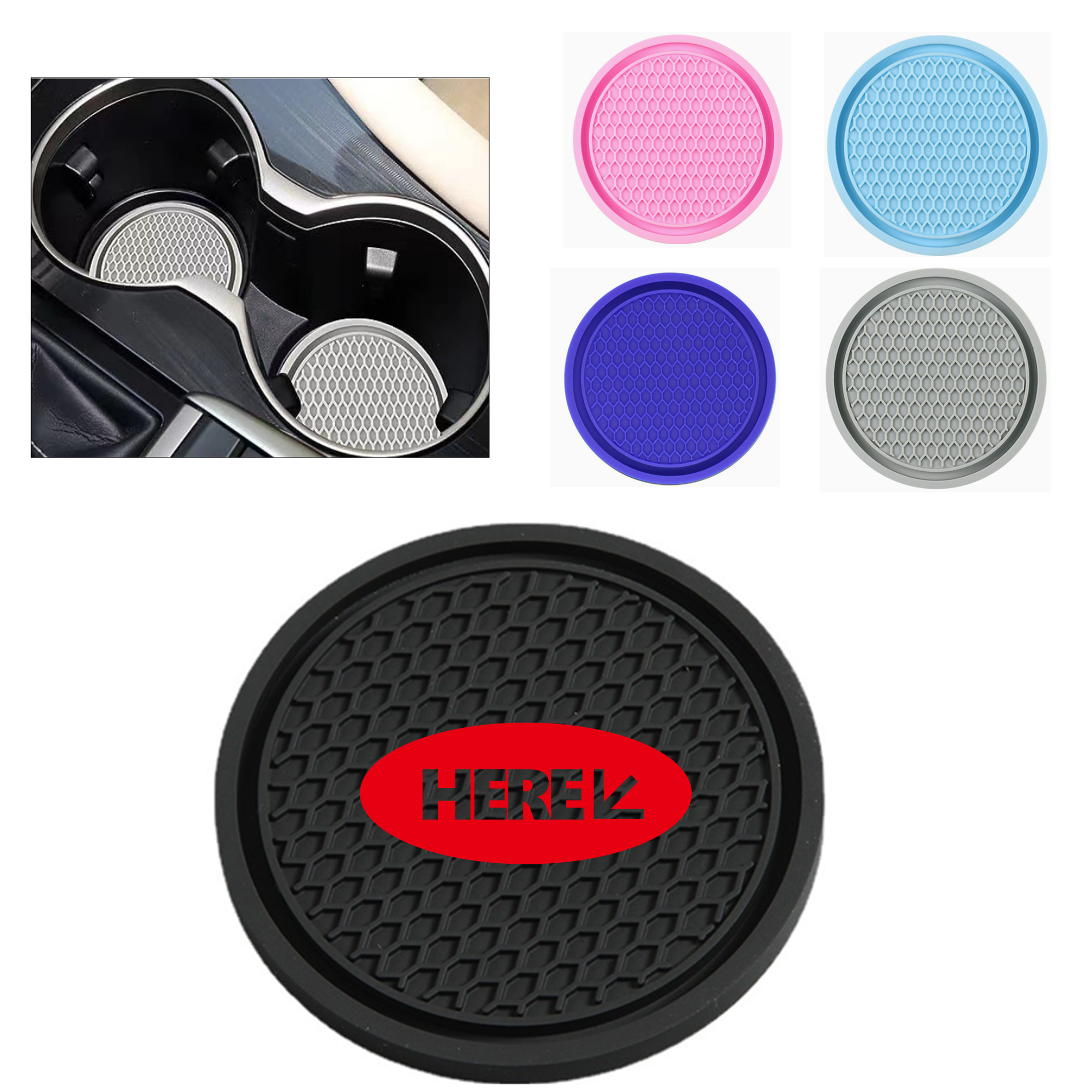 Solid Color Car Coaster with PVC Soft Rubber Material